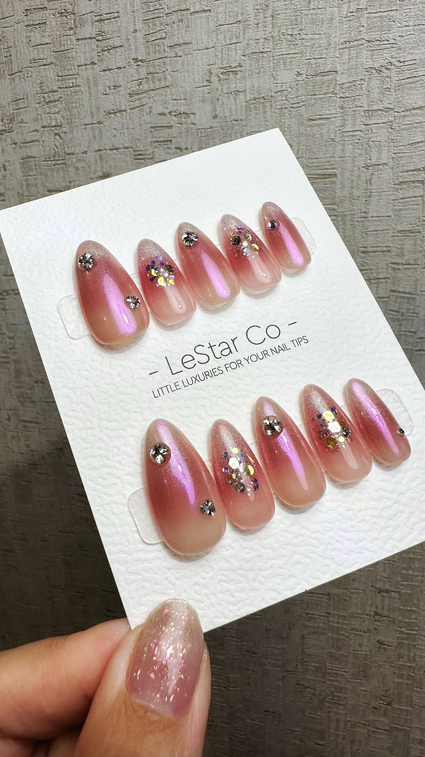 Reusable Aurora Kiss | Premium Handmade Press on Nails Gel | Fake Nails | Cute Fun Colorful Gel Nail Artist faux nails QN957