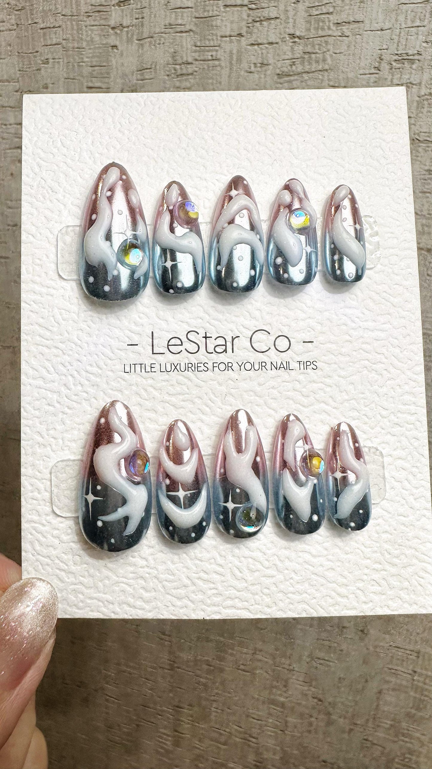Reusable Cosmic Drip| Premium Press on Nails Gel | Fake Nails | Cute Fun Colorful Gel Nail Artist faux nails QN958