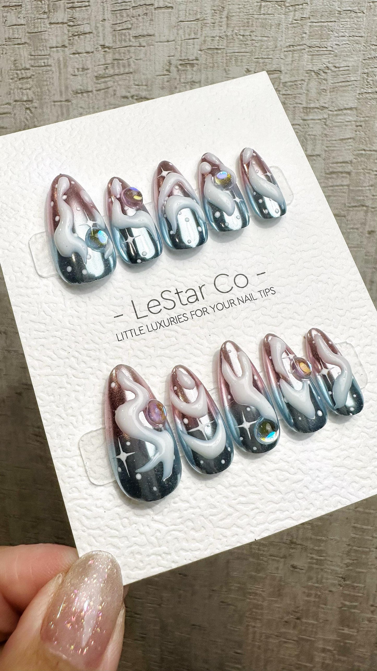 Reusable Cosmic Drip| Premium Press on Nails Gel | Fake Nails | Cute Fun Colorful Gel Nail Artist faux nails QN958
