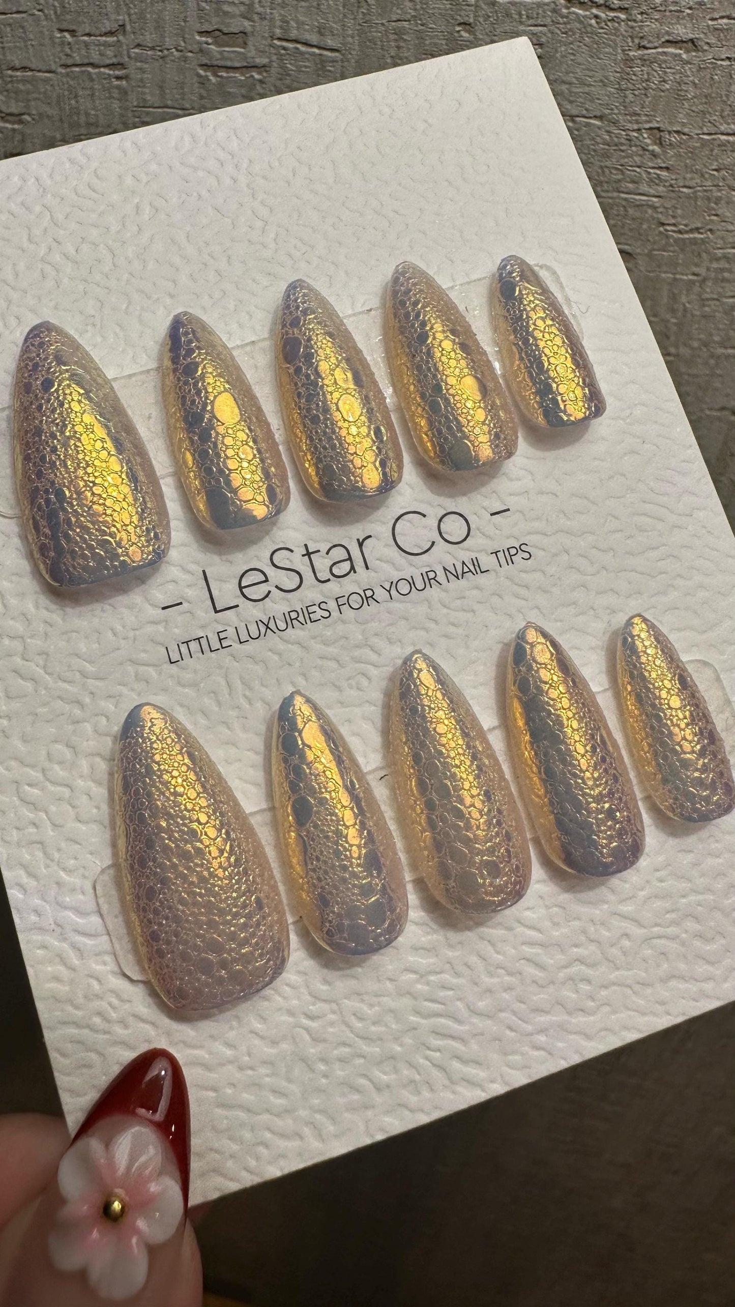 Reusable Sunset Mirage Bubble Effect | Premium Press on Nails Gel Hand Painted Pressons Customizable Gel Nail fake nails WM978