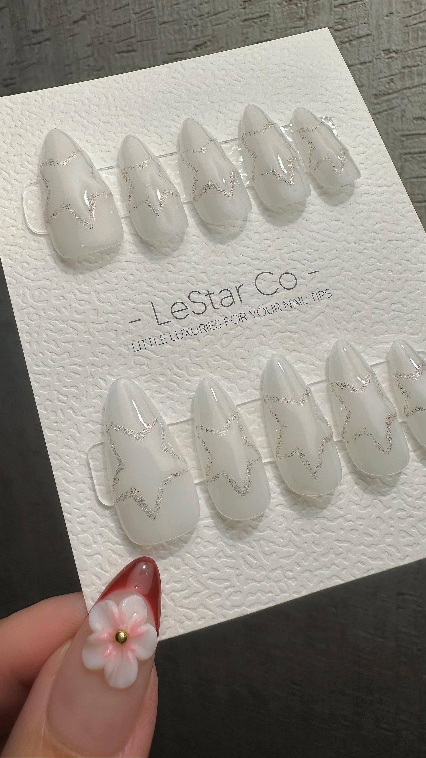 Reusable Crystal Star Sparkle | Premium Press on Nails Gel | Fake Nails | Cute Fun Colorful Gel Nail faux nails WM983