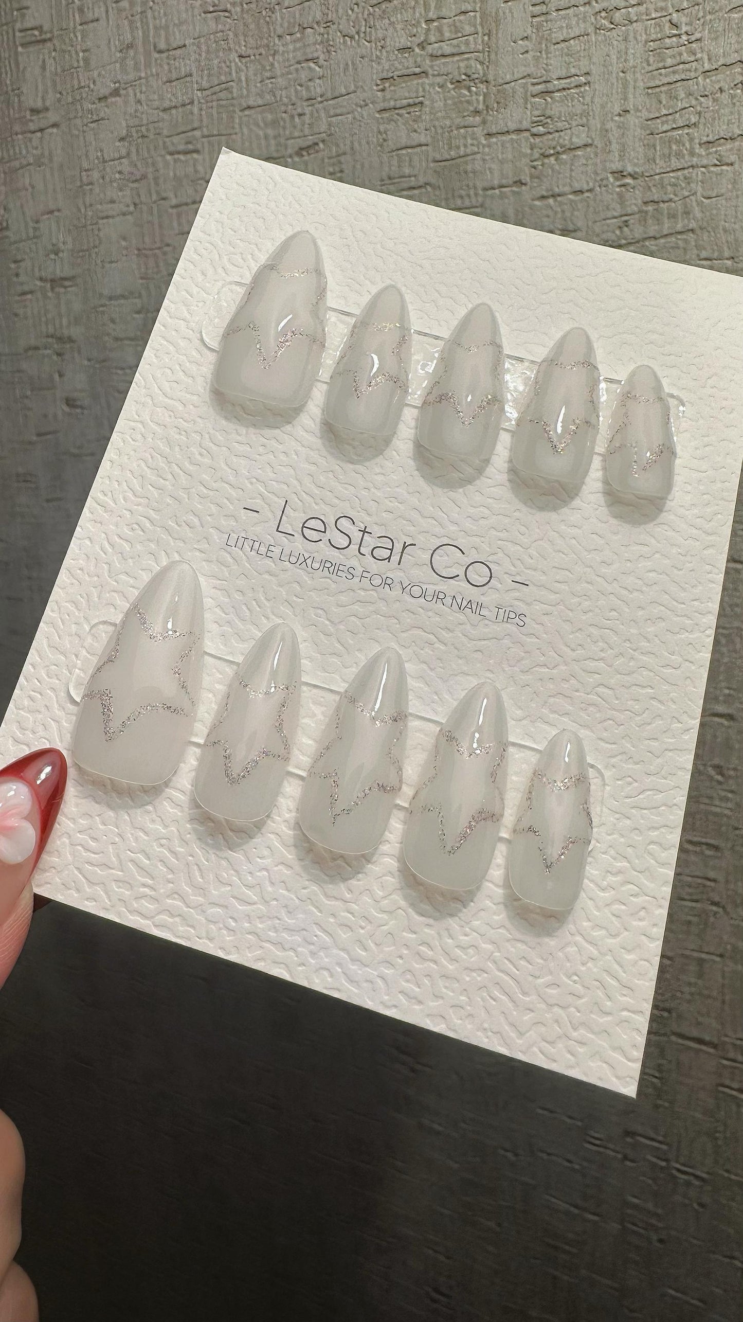 Reusable Crystal Star Sparkle | Premium Press on Nails Gel | Fake Nails | Cute Fun Colorful Gel Nail faux nails WM983