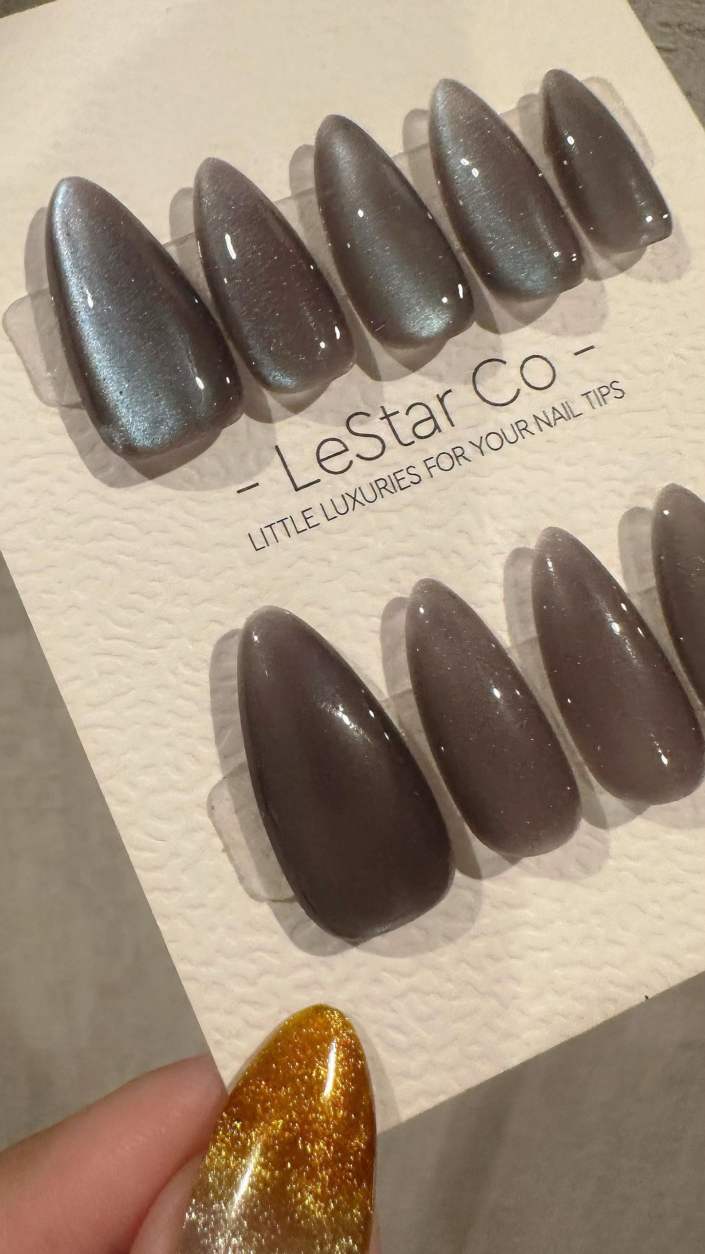 Reusable Frosted Azure Purple Cat Eye Effect | Nails Premium Press on Nails Gel Manicure Handprint Pressons Handmade | Lestarco nails WM992