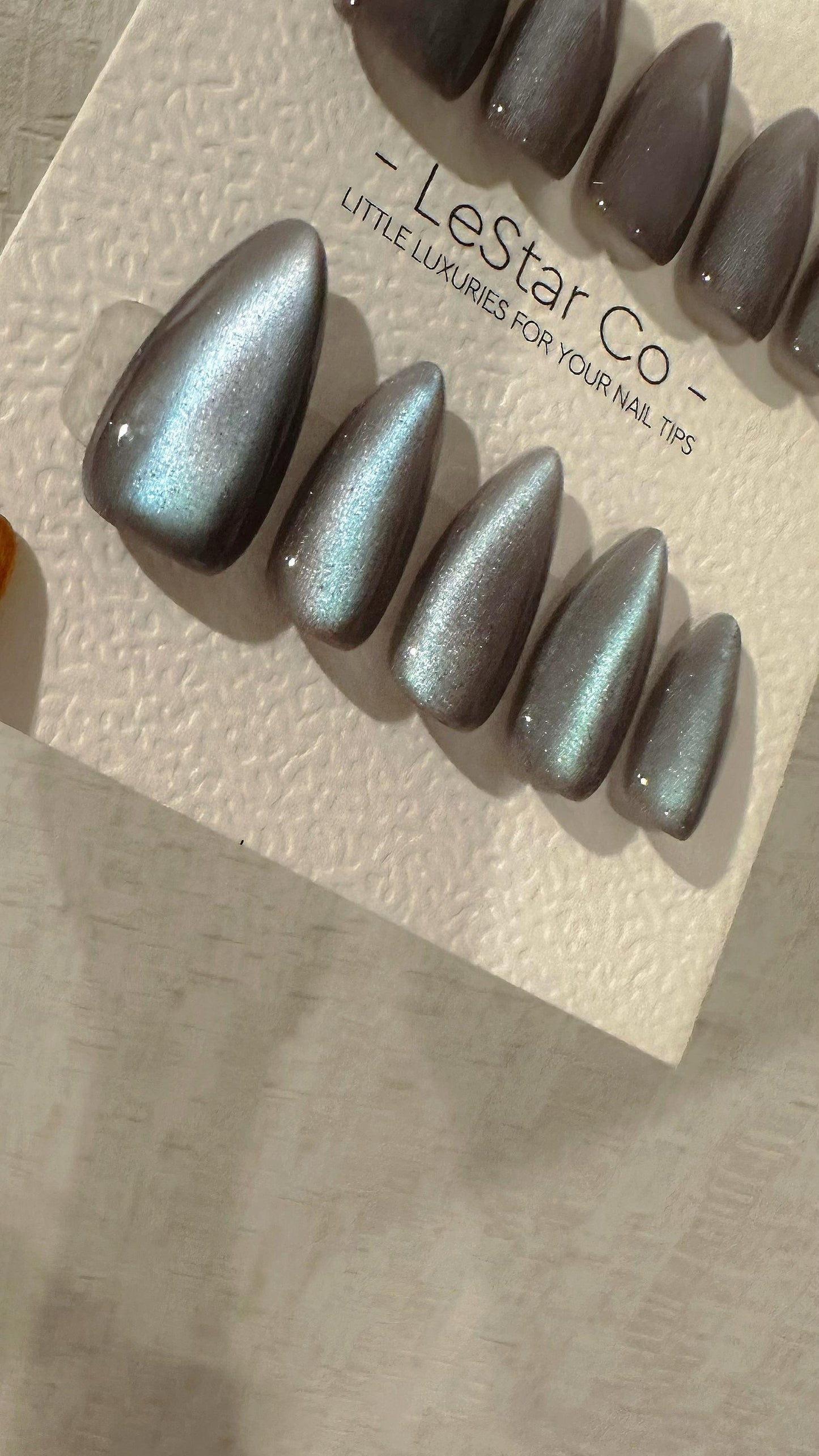 Reusable Frosted Azure Purple Cat Eye Effect | Nails Premium Press on Nails Gel Manicure Handprint Pressons Handmade | Lestarco nails WM992