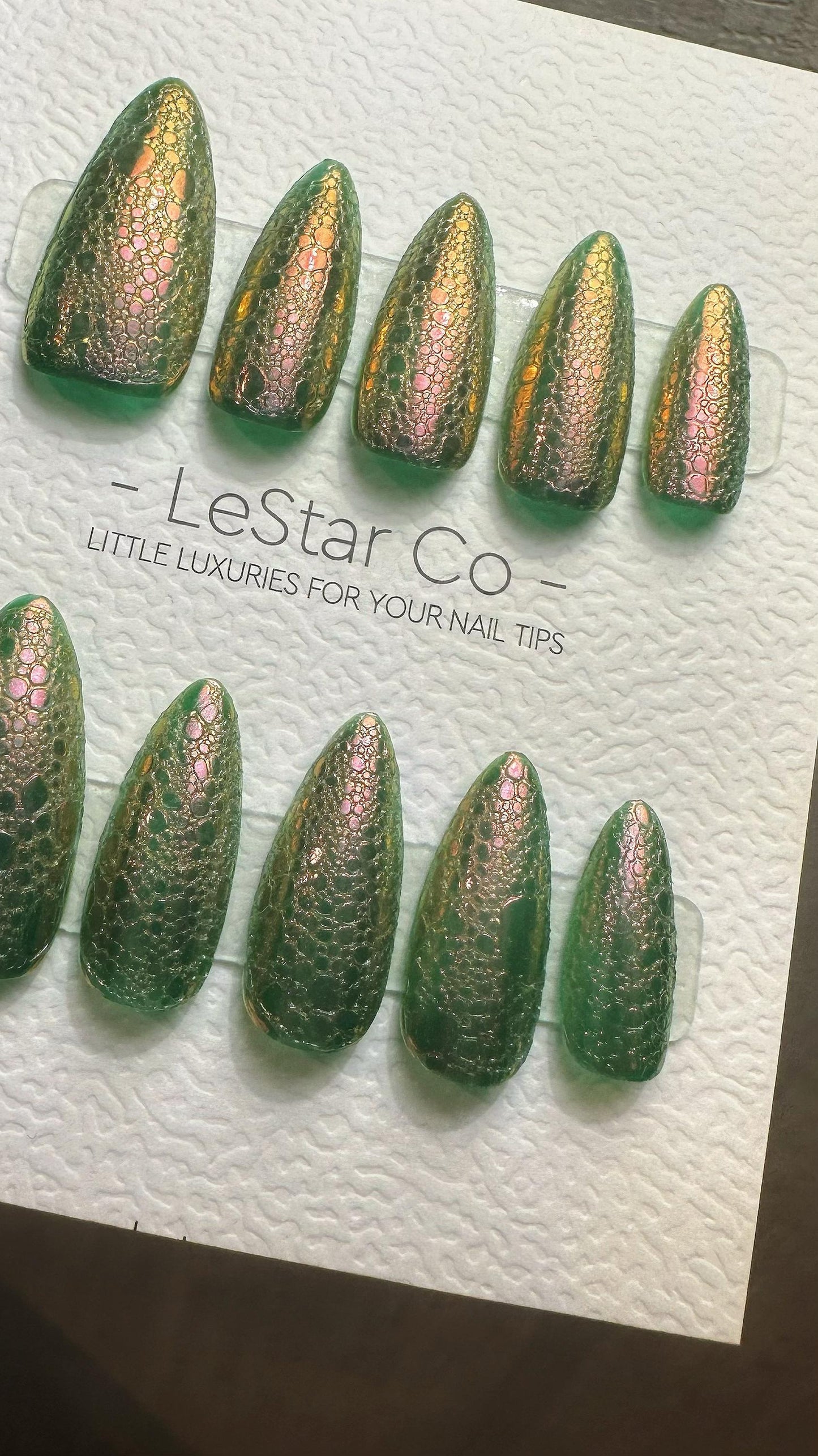 Reusable Enchanted Forest Envy | Premium Press on Nails Gel Hand Painted Pressons Customizable Gel Nail Artist fake nails WM991