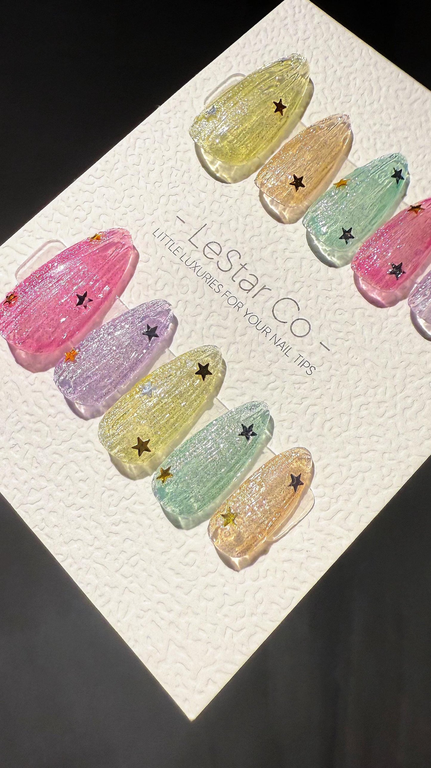 Reusable Twinkle Pop Cat Eye Effect| Premium Press on Nails Gel Hand Painted Pressons Customizable Gel Nail Artist faux nails TMR996