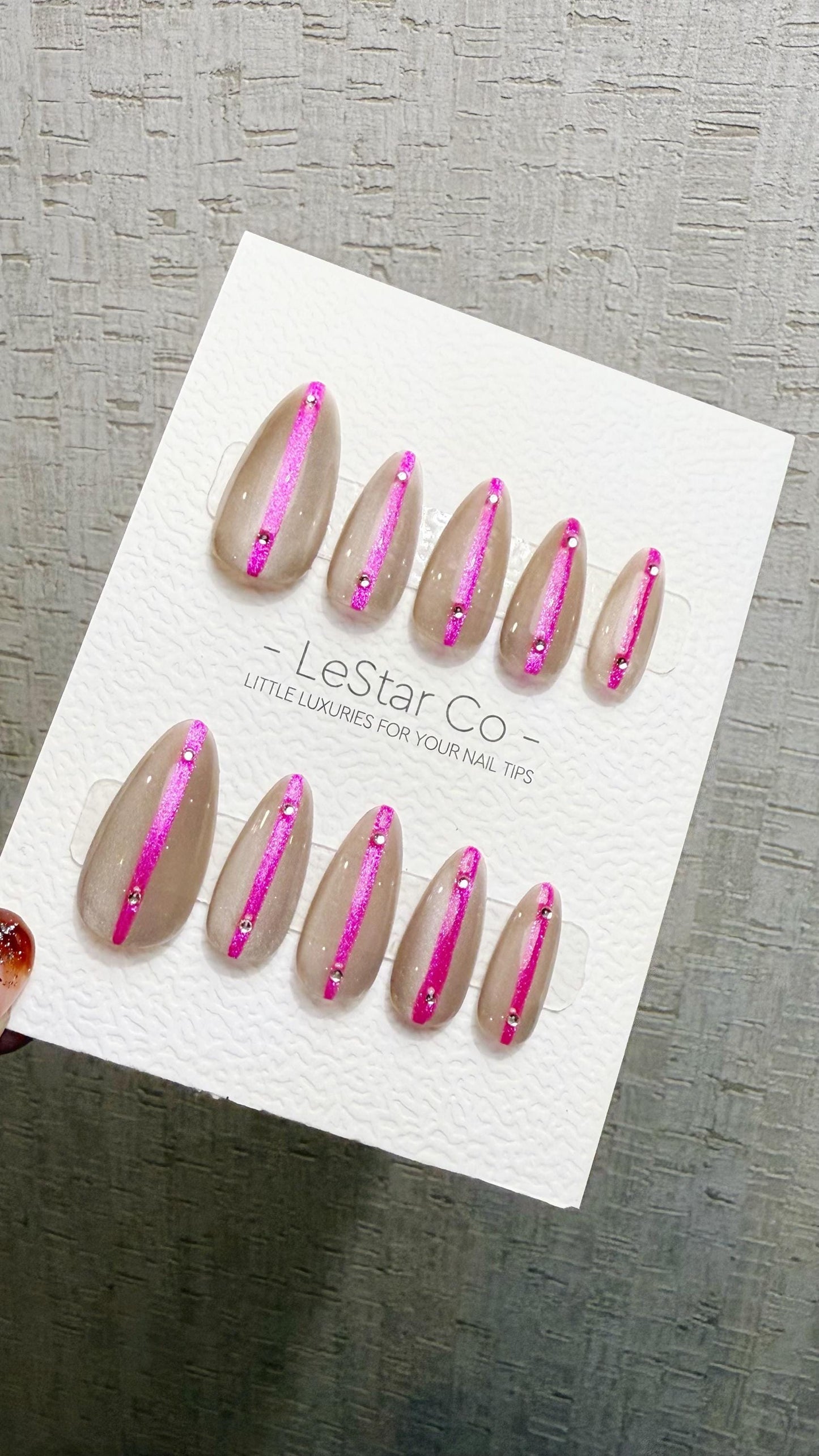 Reusable Neon Elegance Hot Pink Strike| Premium Press on Nails Gel Hand Painted Pressons Customizable Gel Nail Artist faux nails TMW1017