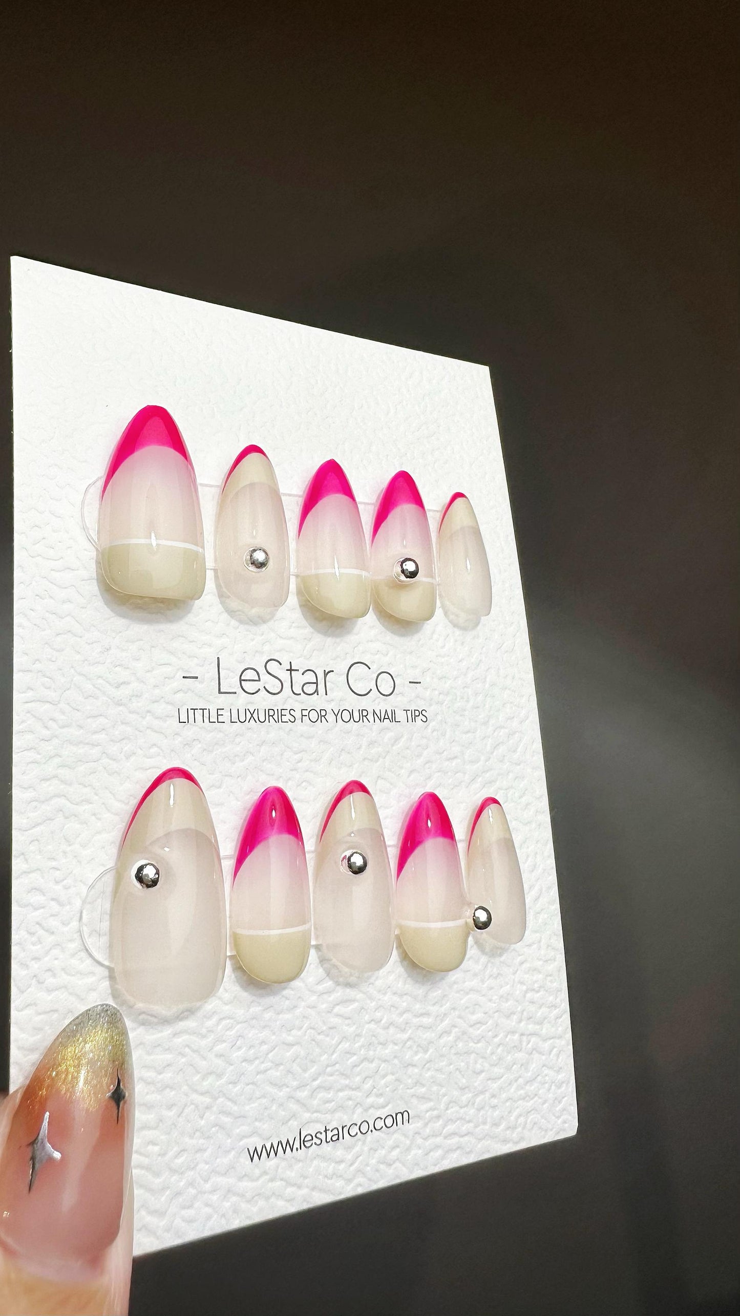 Reusable Neon Blush | Premium Press on Nails Gel Hand Painted Pressons Customizable Gel Nail Artist faux nails ML623