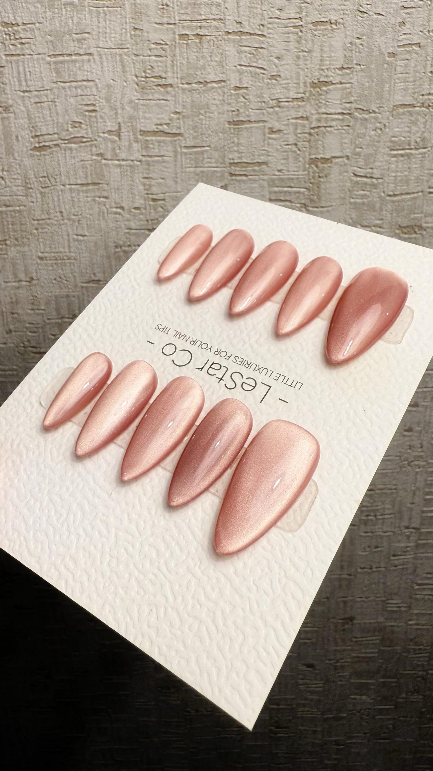 Reusable Silky Rosewood Cat Eye Effect | Nails Premium Press on Nails Gel Manicure Handprint Pressons Handmade | Lestarco nails WM1021