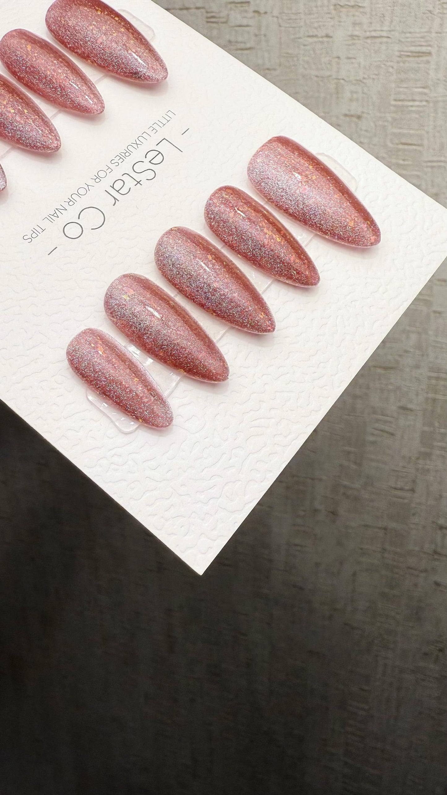 Reusable Pink Prism Cat Eye Effect | Nails Premium Press on Nails Gel Manicure Handprint Pressons Handmade | Lestarco faux nails WM1030