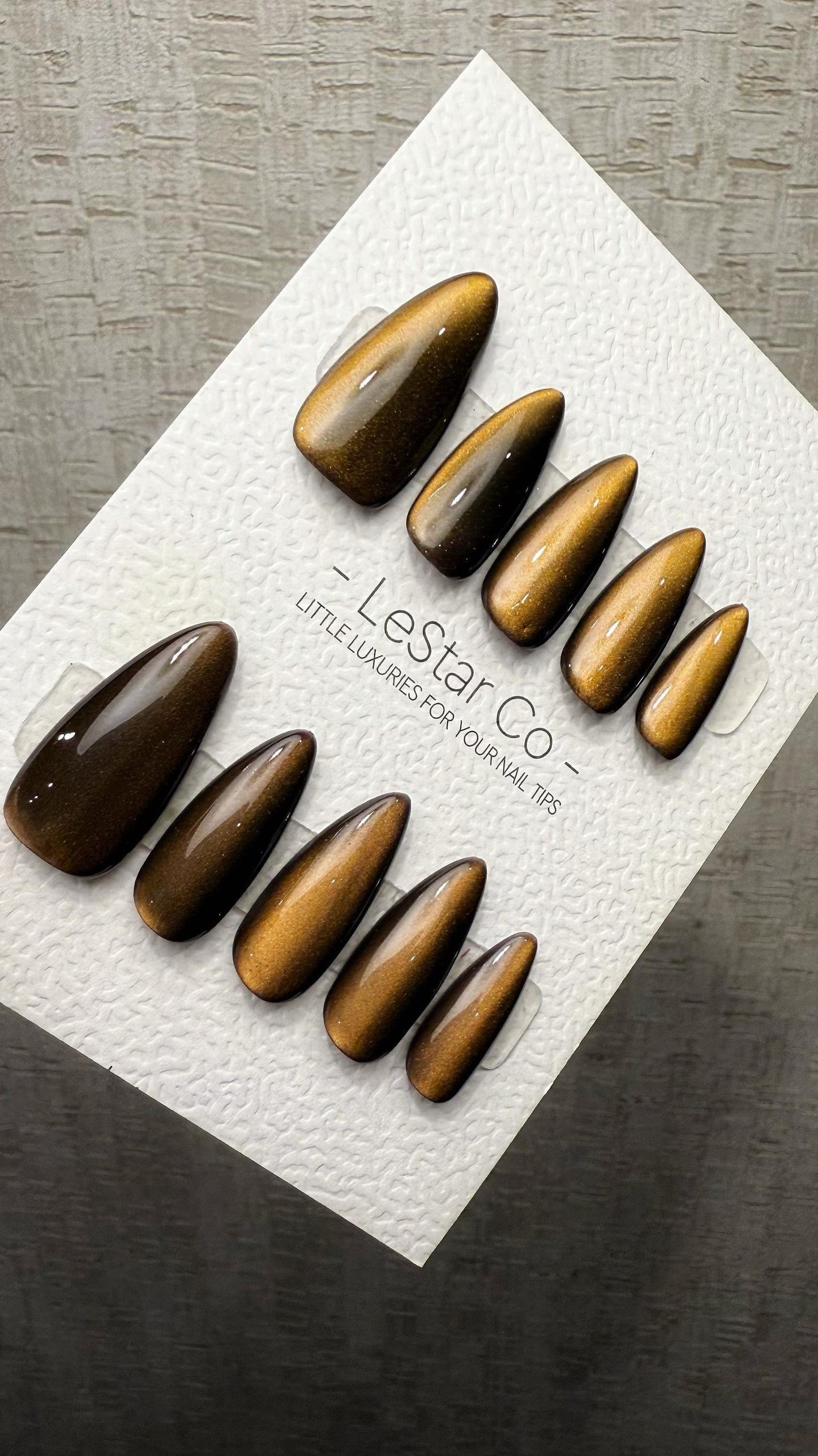 Reusable Tiger's Eye Cat Eye Effect | Nails Premium Press on Nails Gel Manicure Handprint Pressons Handmade | Lestarco nails WM1031