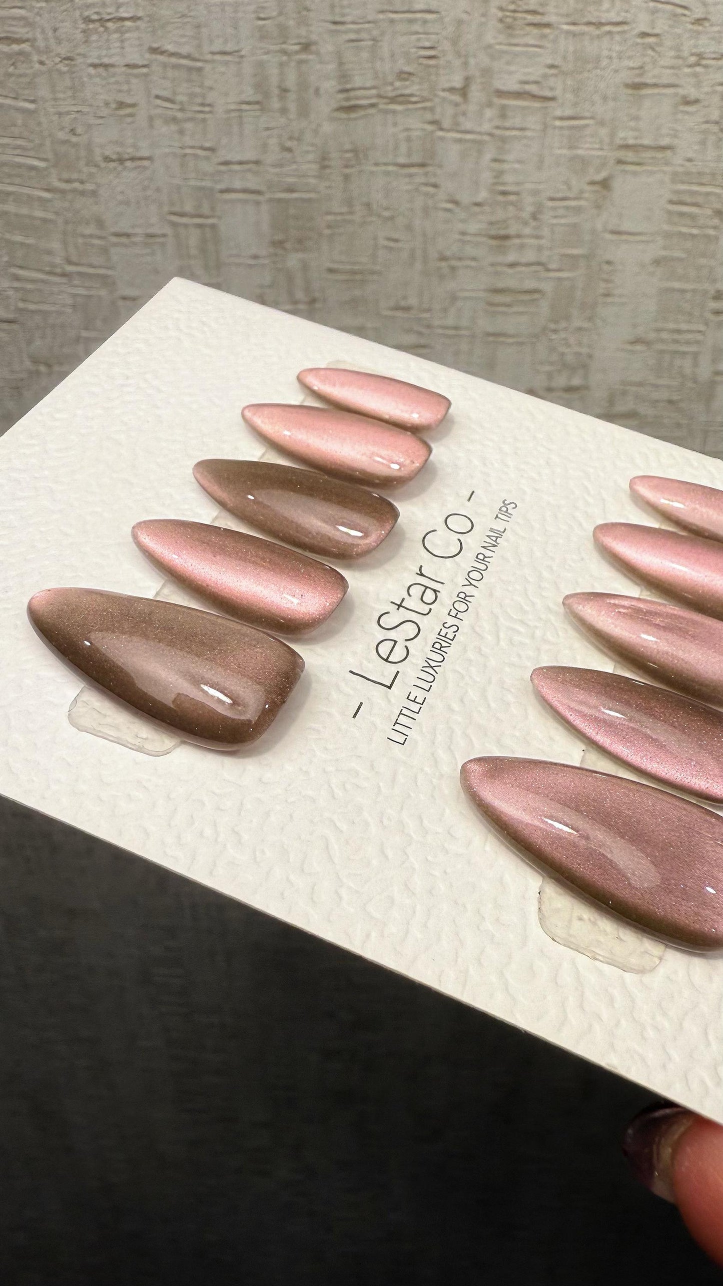 Reusable Taupe Mirage Cat Eye Effect | Nails Premium Press on Nails Gel Manicure Handprint Pressons Handmade | Lestarco nails WM1024