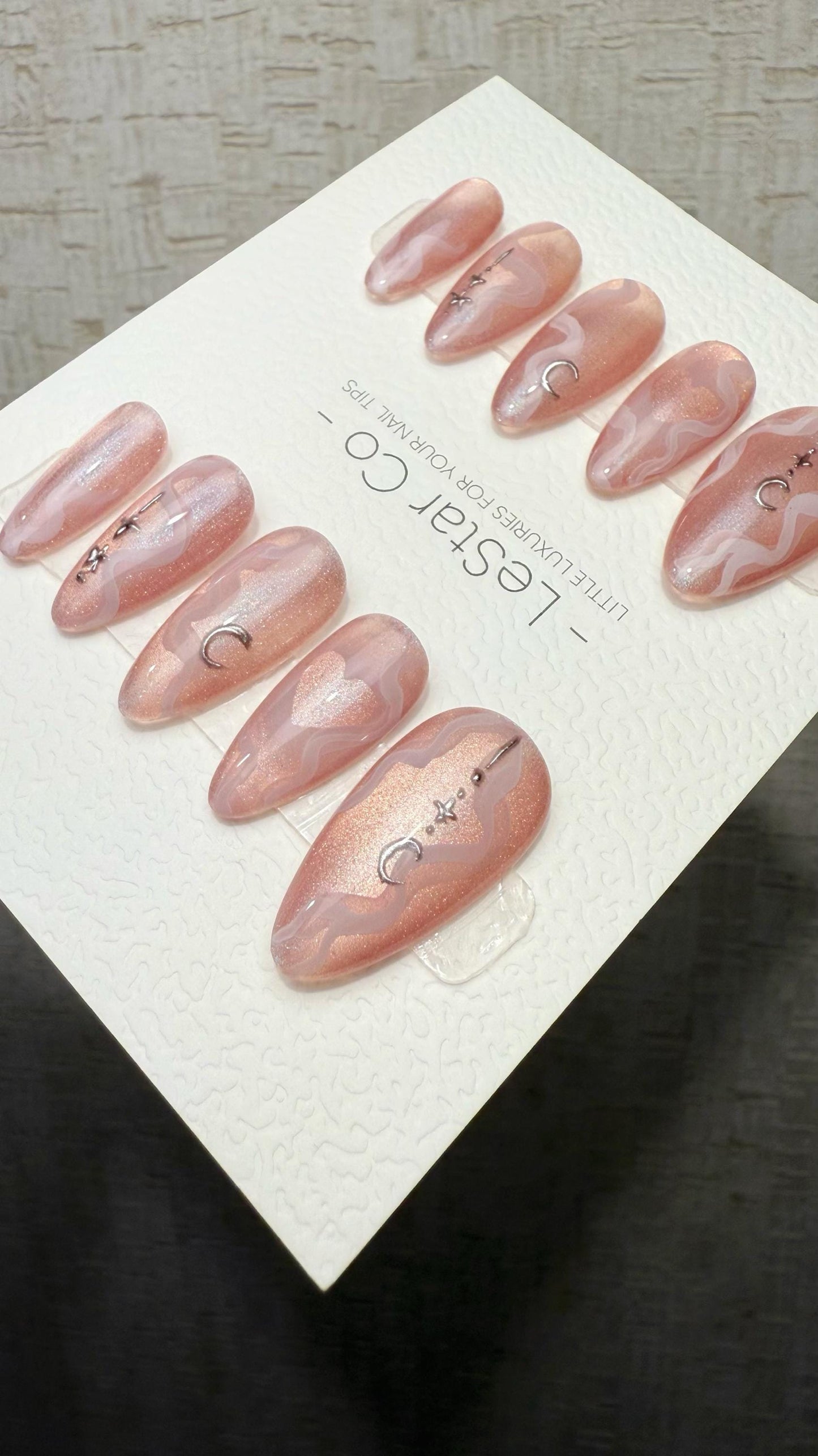 Reusable Moonlit Mirage | Premium Handmade Press on Nails Gel | Fake Nails | Cute Fun Colorful Gel Nail Artist faux nails TMR1041