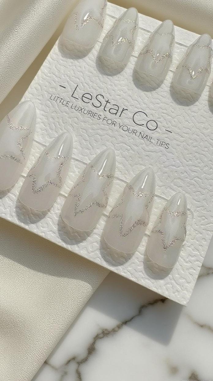 Reusable Celestial Outline | Premium Press on Nails Gel Hand Painted Pressons Pressons Colorful Gel Nail Artist faux nails 983WM