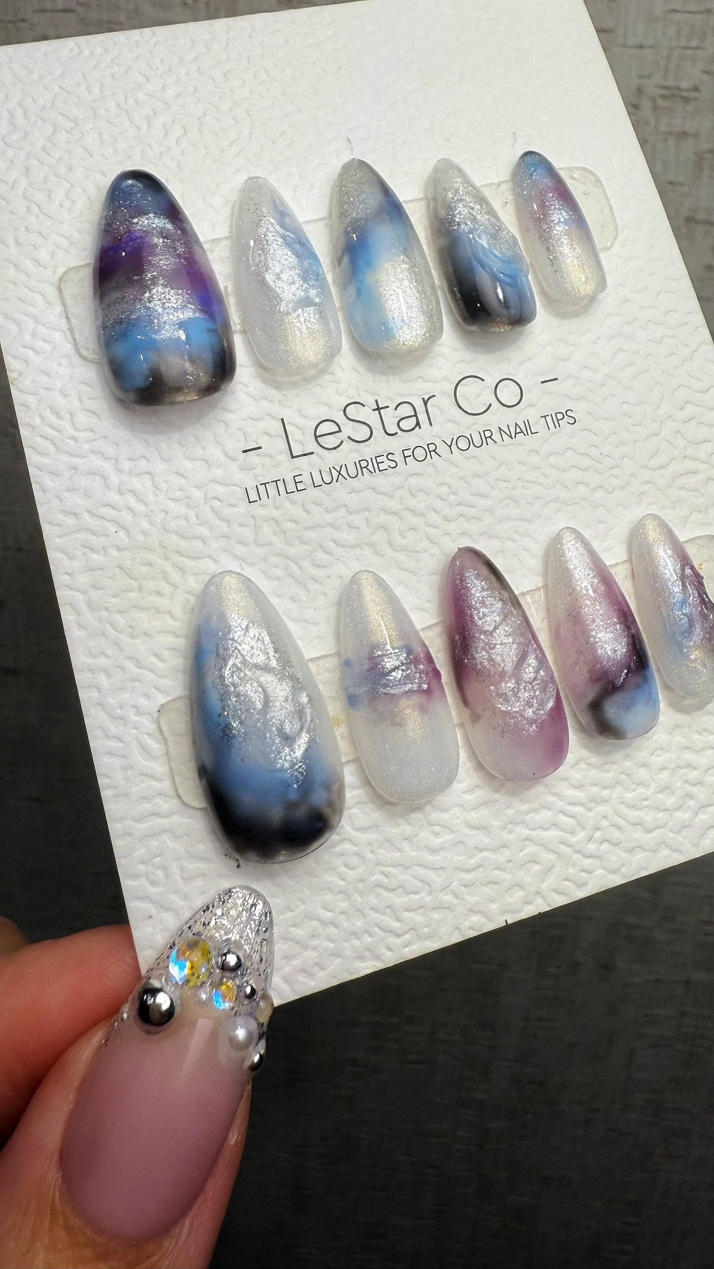 Reusable Galaxy Haze | Premium Handmade Press on Nails Gel | Fake Nails | Cute Fun Colorful Gel Nail Artist faux nails QN1042