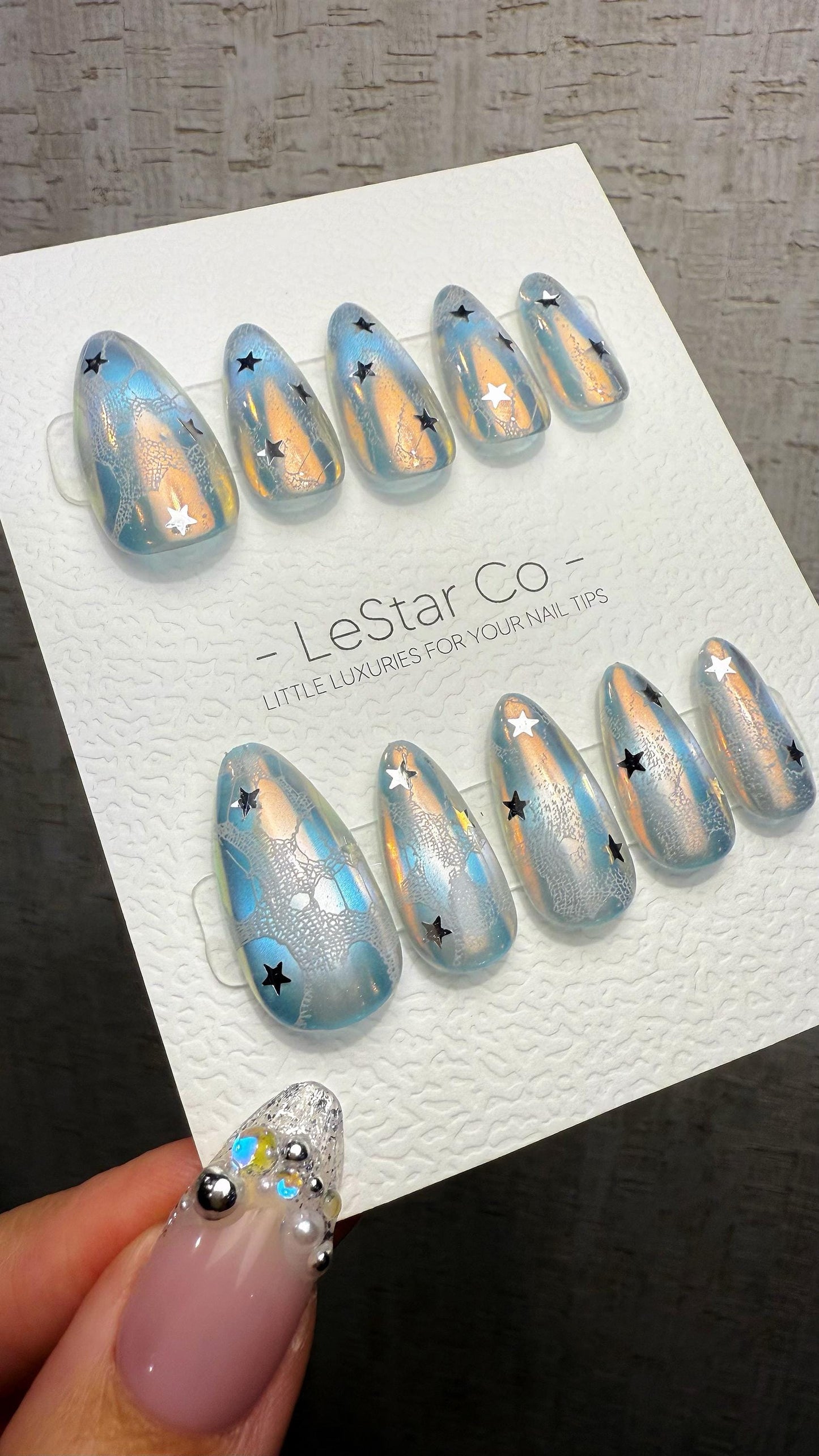 Reusable Lunar Veil Cat Eye Effect | Premium Handmade Press on Nails Gel | Fake Nails | Cute Fun Colorful Gel Nail Artist faux nails ML1044