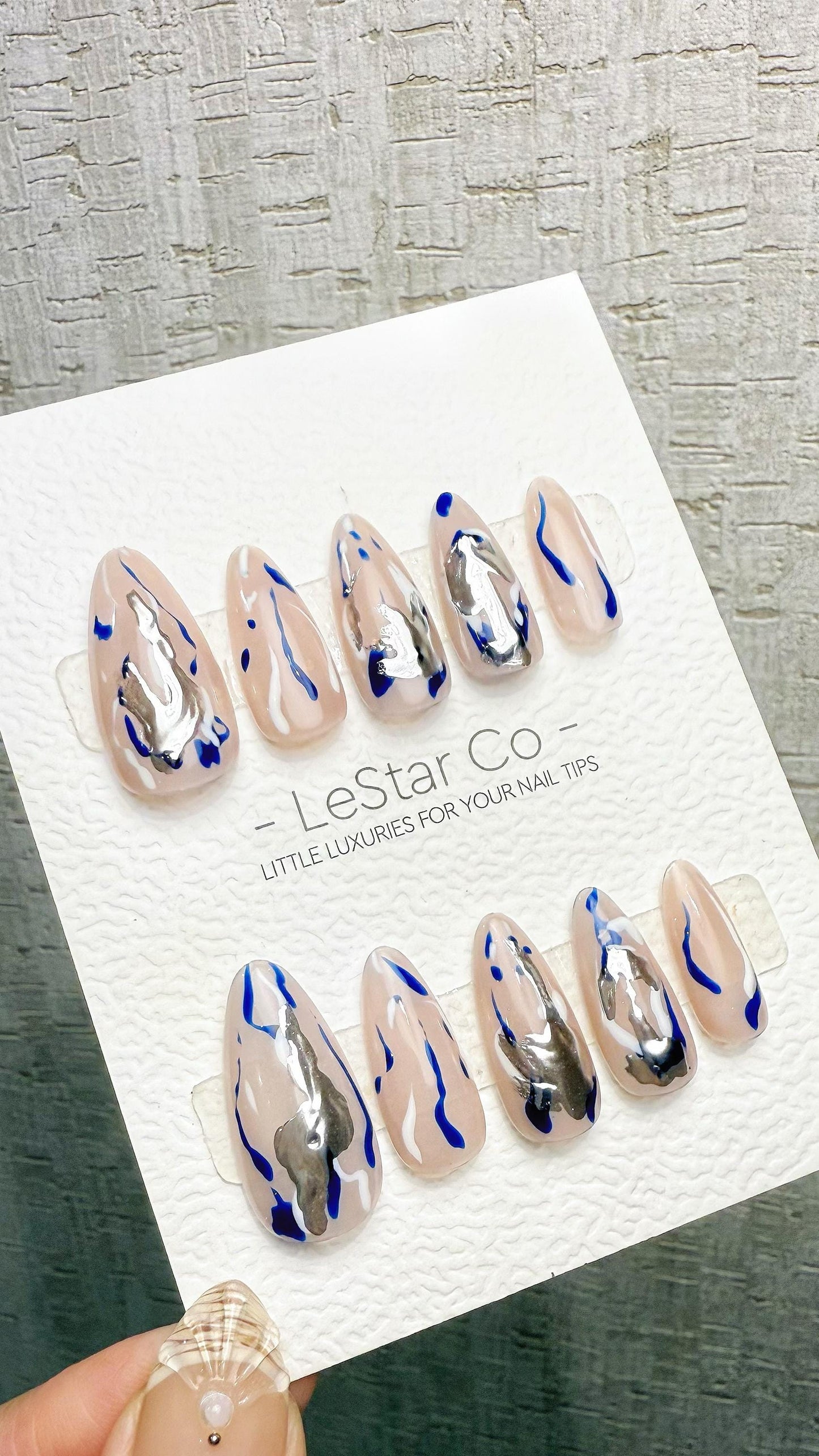 Reusable Metallic Flow|Premium Handmade Press on Nails Gel | Fake Nails | Cute Pressons Nail Artist faux nails TMR1054