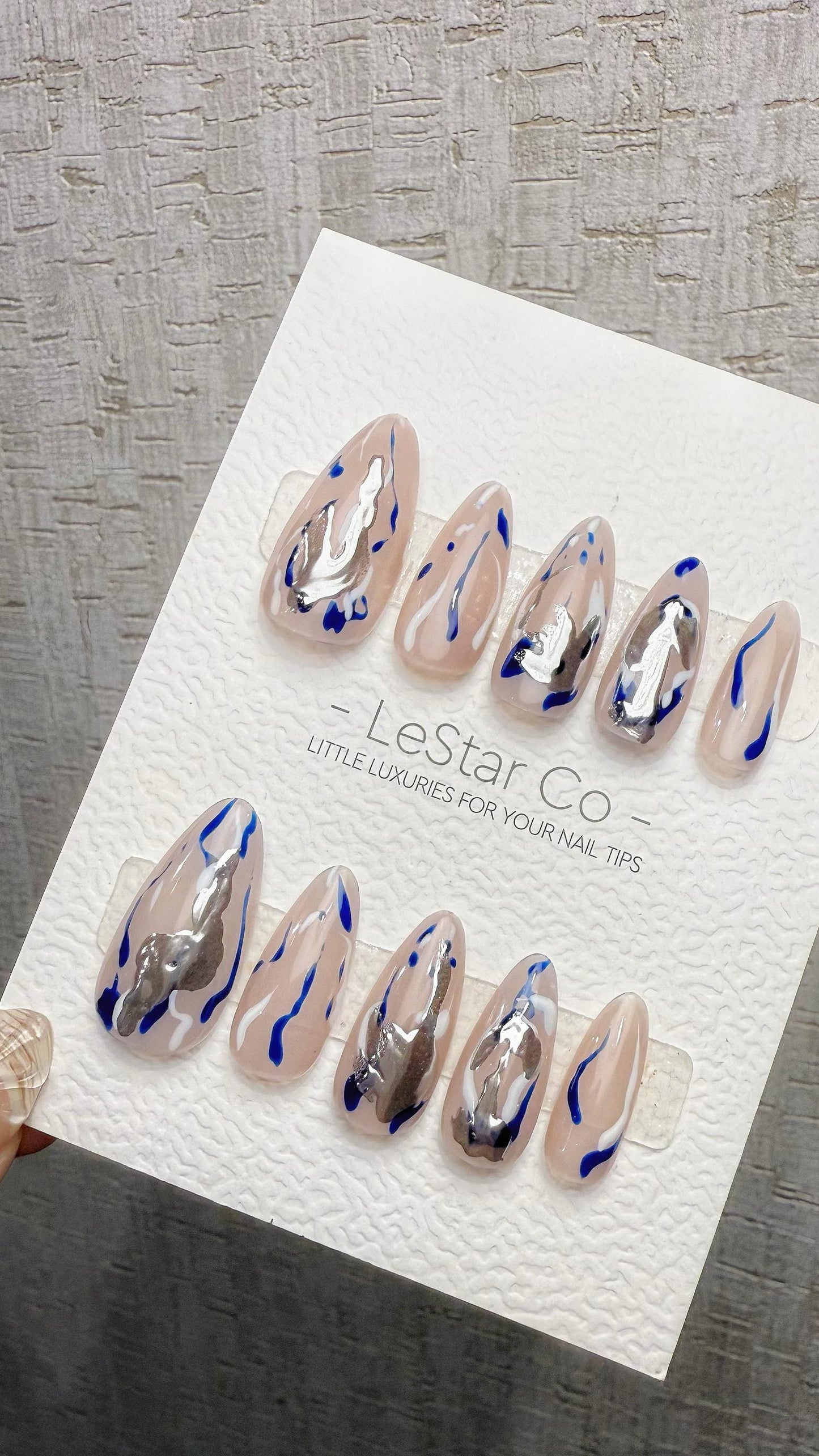 Reusable Metallic Flow|Premium Handmade Press on Nails Gel | Fake Nails | Cute Pressons Nail Artist faux nails TMR1054