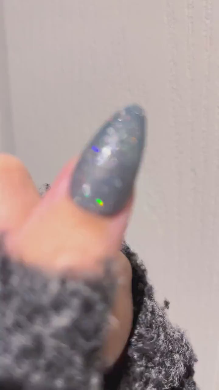 Paranormal | Sheer Dark Grey w/ Silver and Holographic Glitter | Ultra Shine Long Lasting Brush on UV Gels Home Nail Art  Manicure Supply