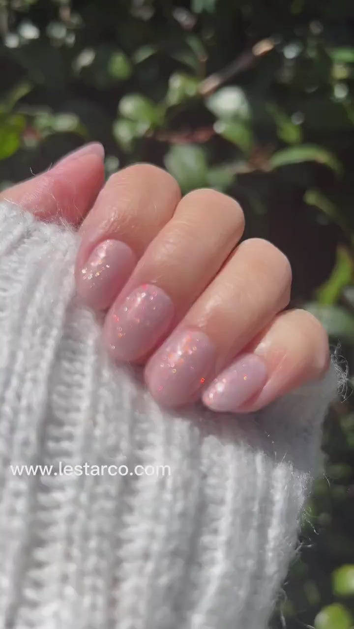 Pink Pixies | Sheer Pink Shimmer Glitter | Ultra Shine Long Lasting Brush on UV Gels Home Nail DIY False Tips Manicure Nail Art Supply