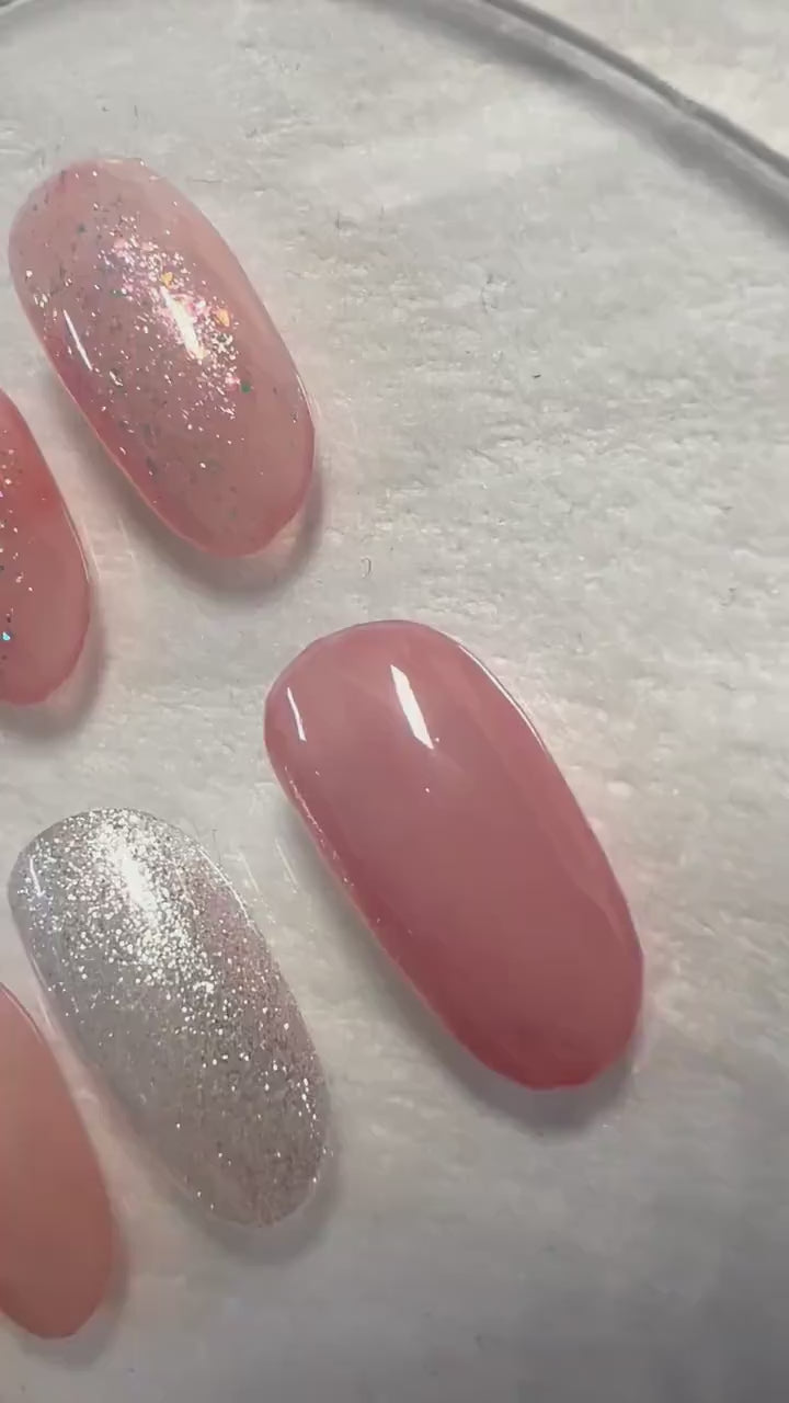 Pillowtalk Collection | Pink Nude Colour Shifting Glitter Gel Polish Ultra Shine Home Nail DIY False Tips Manicure Nail Art Supply By LUMIQO
