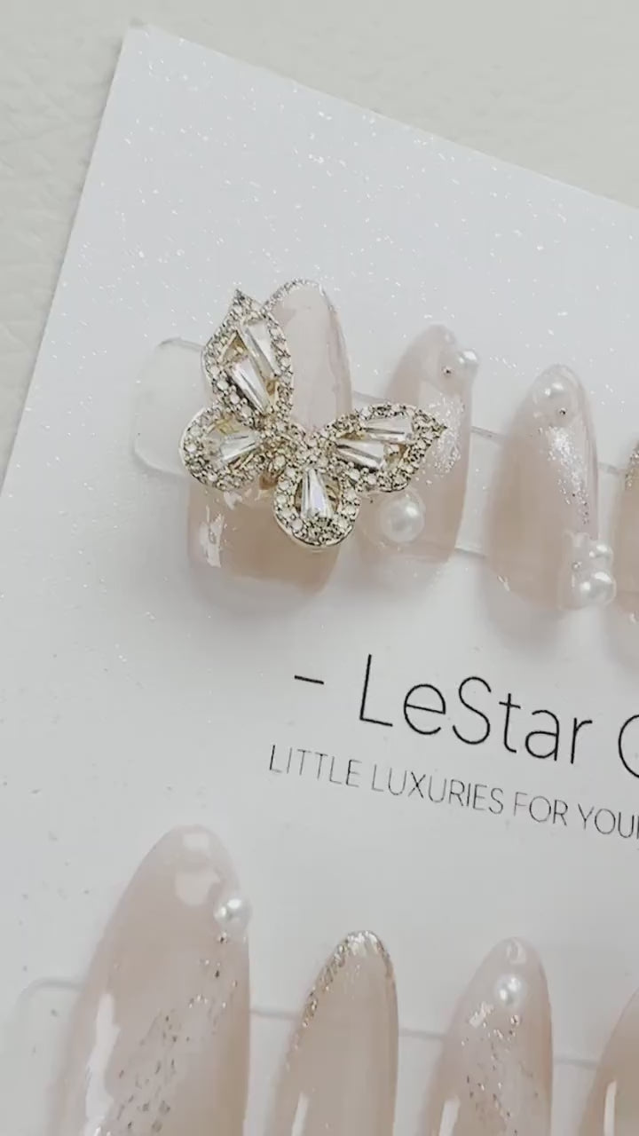 Reusable Butterfly | Premium Press on Nails Gel Manicure | Fake Nails | Handpainted by Professional Nail Artist faux nails 127zz