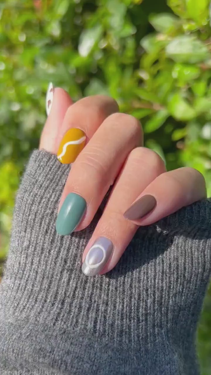 Reusable Abstract Art Premium Press on Nails Gel Manicure | Fake Nails | Handmade | Lestarco faux nails XWZ139