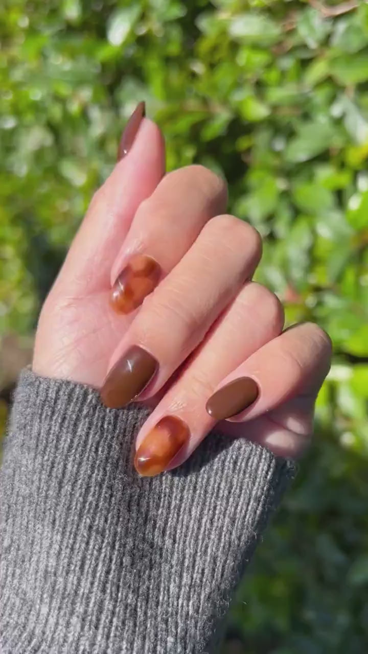 Reusable Amber Power  Premium Press on Nails Gel Manicure | Fake Nails | Handmade | Lestarco faux nails XWZ138