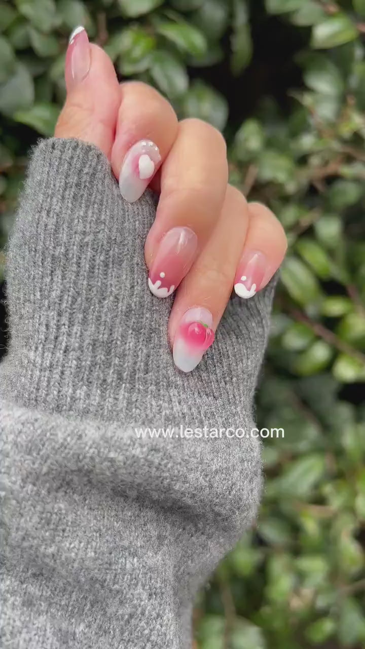 Reusable Peach Ice cream | Premium Press on Nails Gel | Fake Nails | Cute Fun Colorful Colorful Gel Nail Artist faux nails xx219