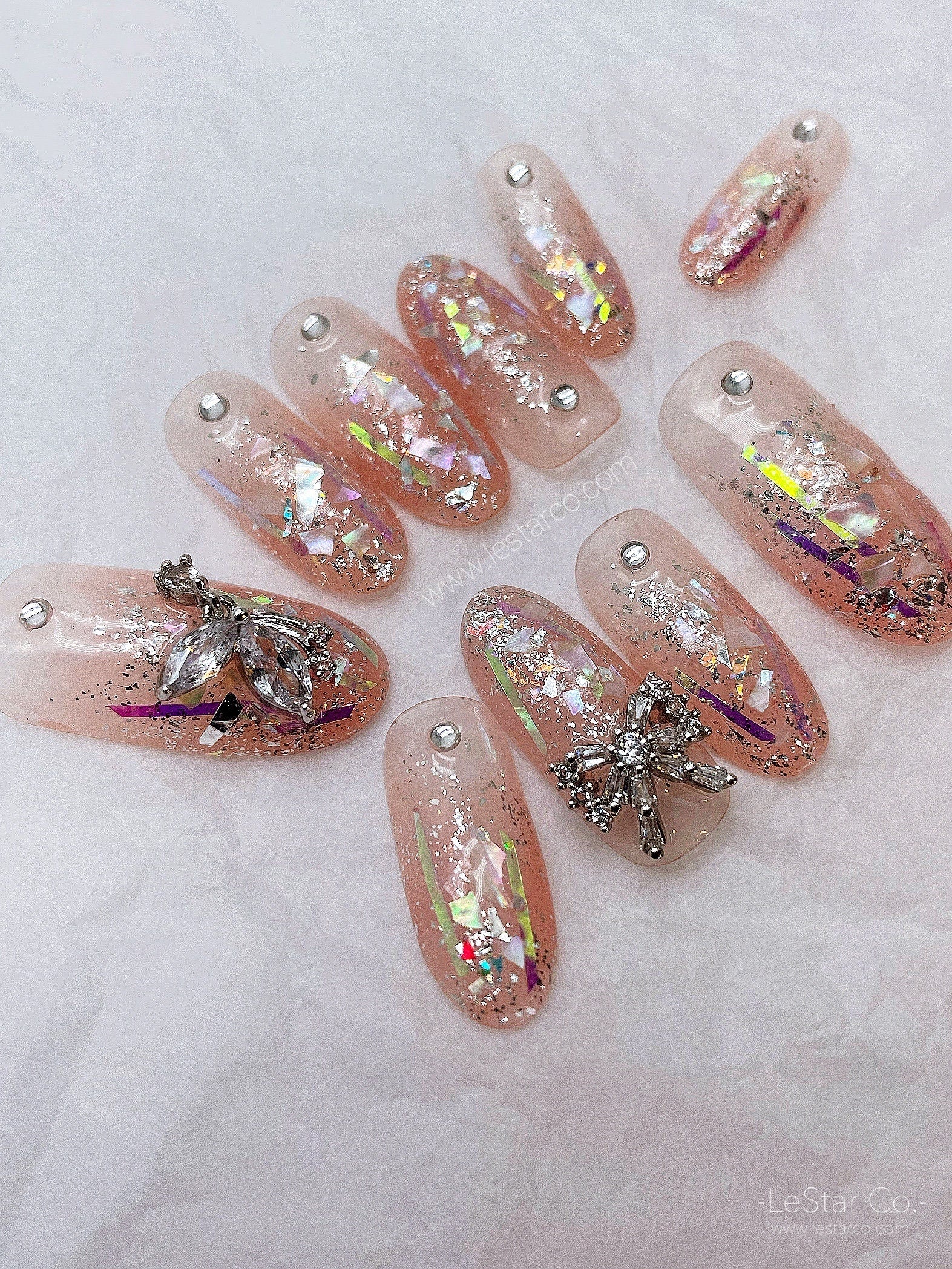 Reusable Gemstone Romance, Premium Press on Nails Gel, Fake Nails