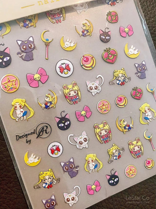 Sailor Moon Nail Art Stickers | Sailor Moon Scouts Nail Accessories | Self Adhesive Nail Decals | Chibi Moon Luna Sailor Mars Venus