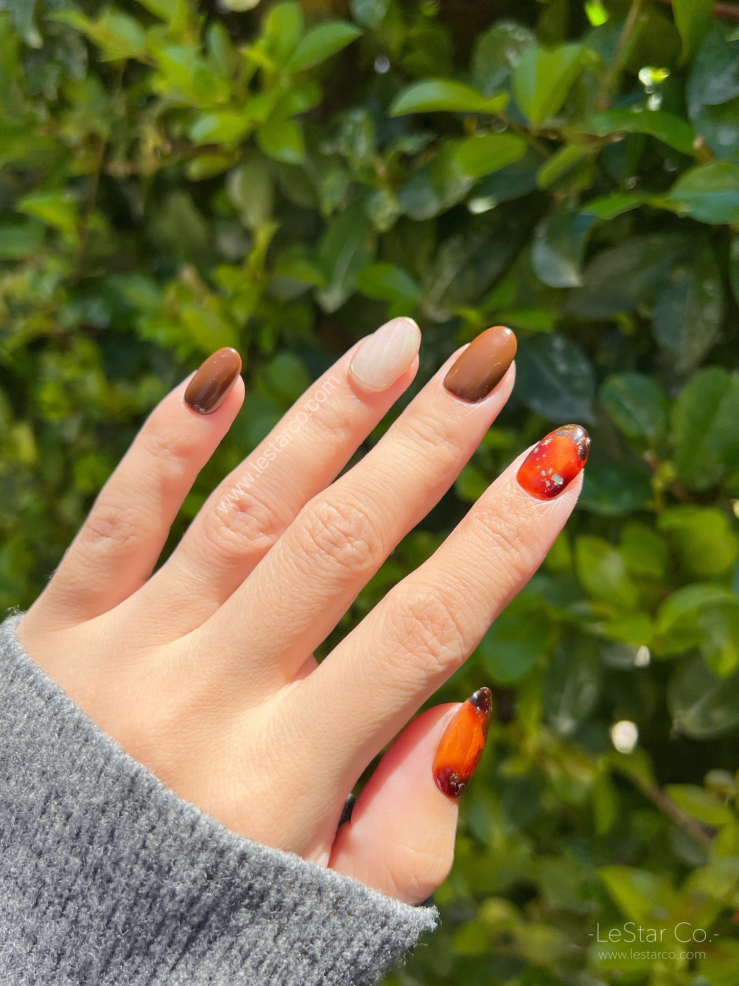 Reusable Amber Nails Premium Short Press on Nails Gel Manicure | Fake Nails | Handmade | Lestarco faux nails XWZ115