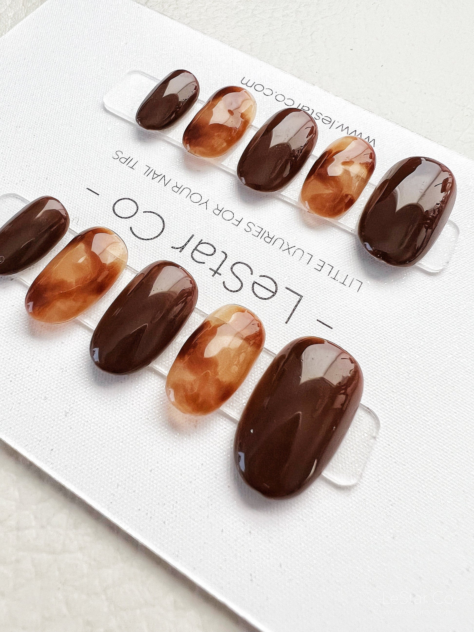 Reusable Amber Power  Premium Press on Nails Gel Manicure | Fake Nails | Handmade | Lestarco faux nails XWZ138