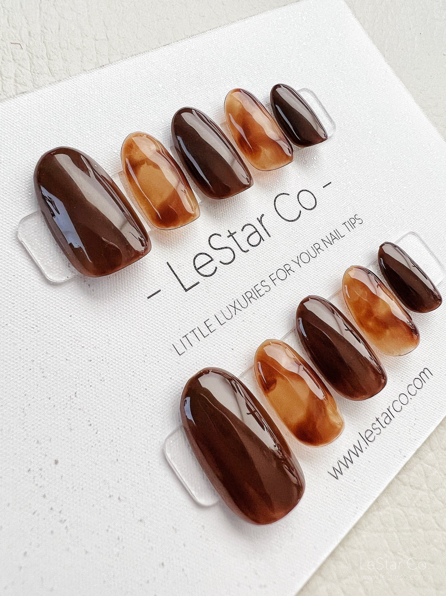 Reusable Amber Power Premium Press on Nails Gel Manicure | Fake Nails | Handmade | Lestarco faux nails XWZ138