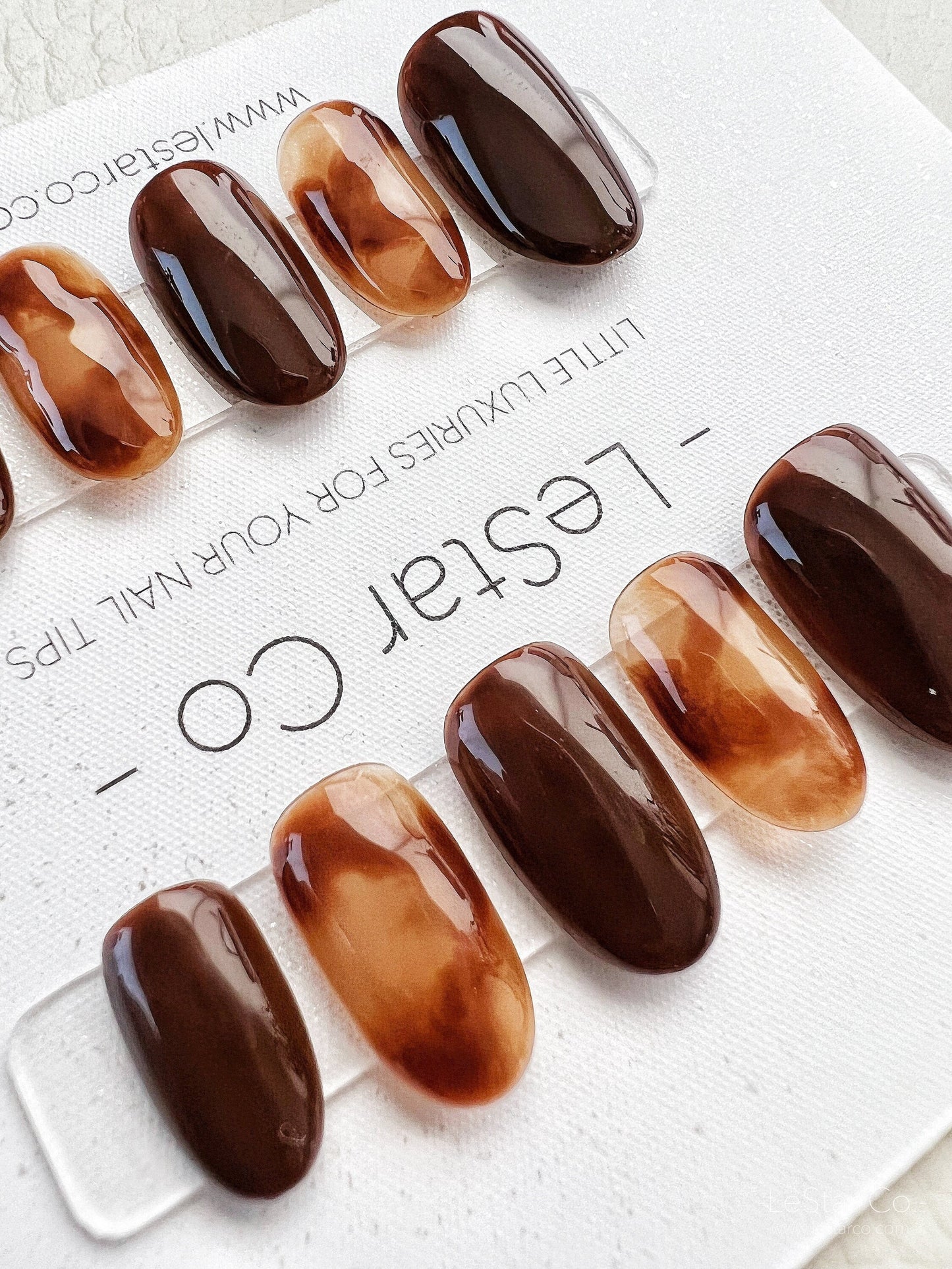 Reusable Amber Power Premium Press on Nails Gel Manicure | Fake Nails | Handmade | Lestarco faux nails XWZ138