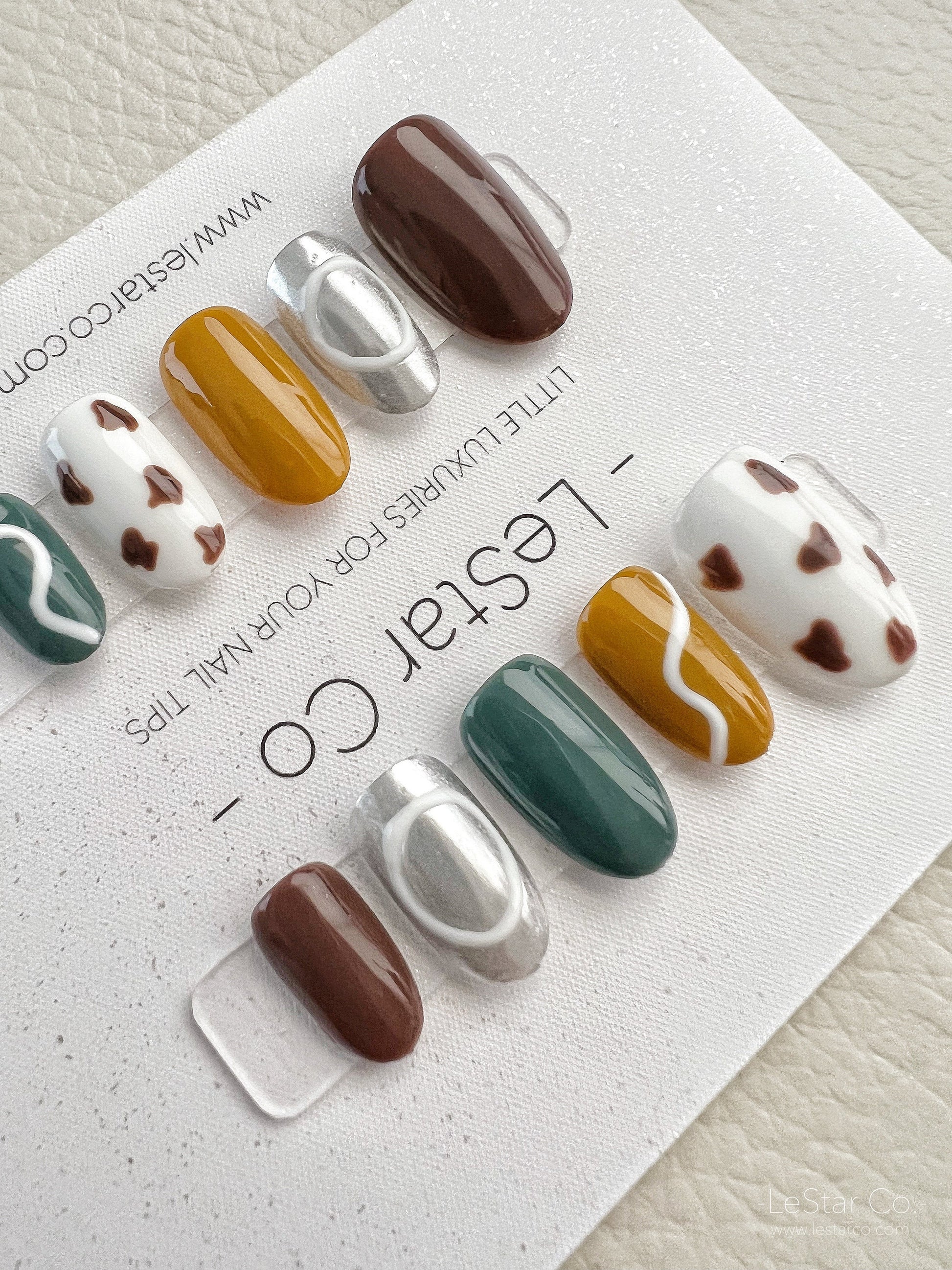Reusable Abstract Art Premium Press on Nails Gel Manicure | Fake Nails | Handmade | Lestarco faux nails XWZ139