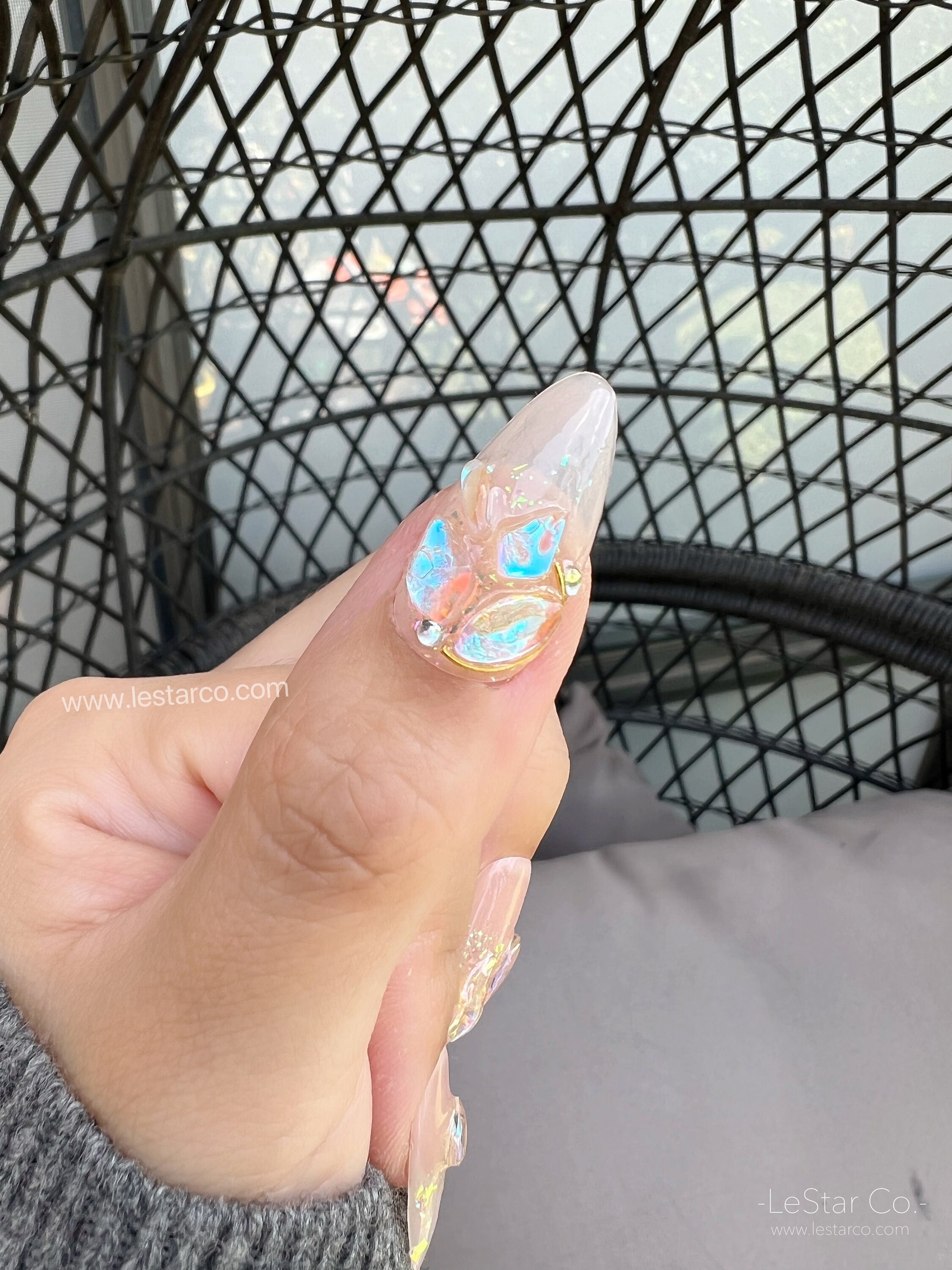 Reusable Aurora Jewel | Premium Press on Nails Gel Manicure | Fake Nails | Handmade | Lestarco faux nails 143zz
