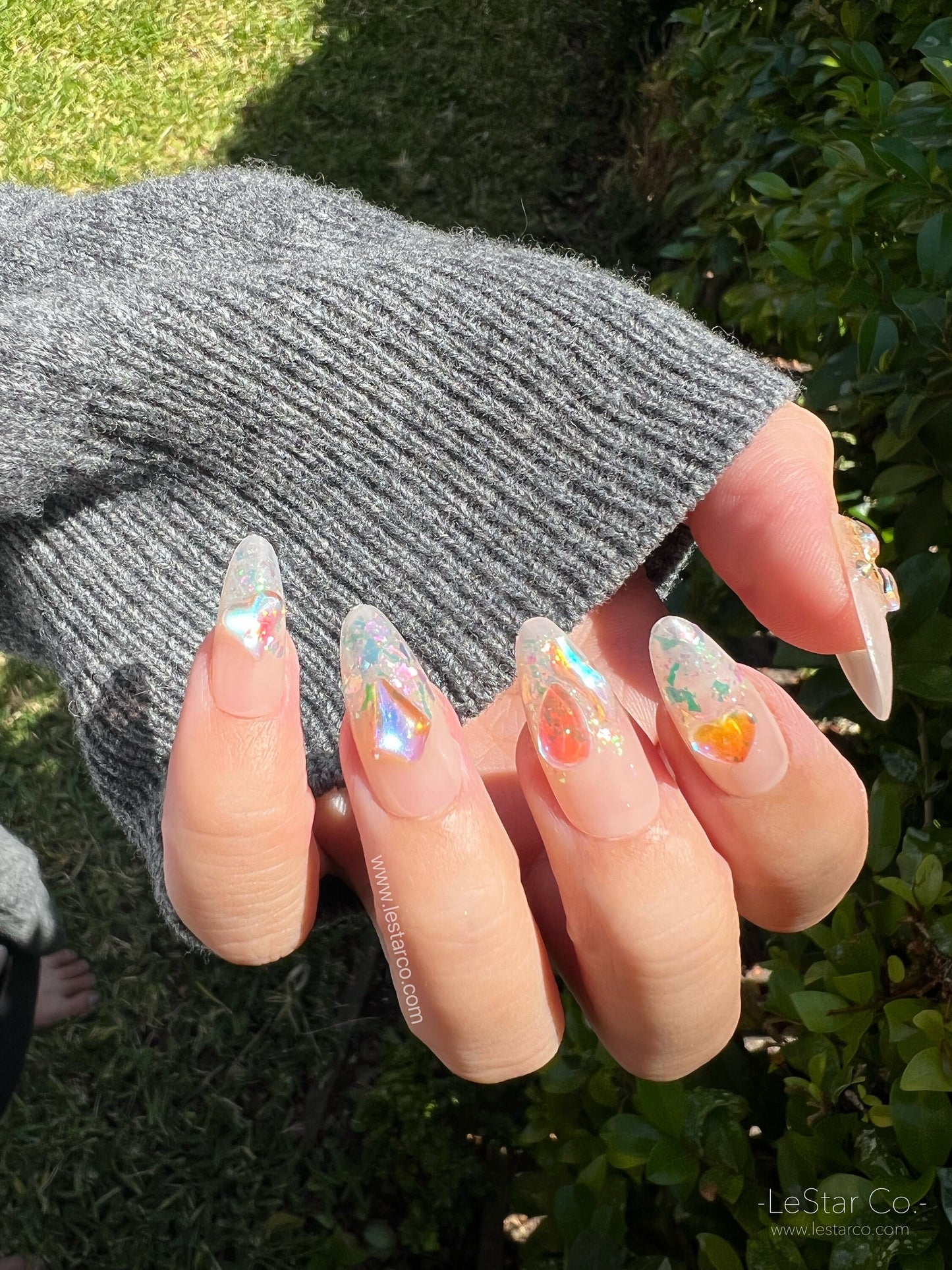 Reusable Aurora Jewel | Premium Press on Nails Gel Manicure | Fake Nails | Handmade | Lestarco faux nails 143zz