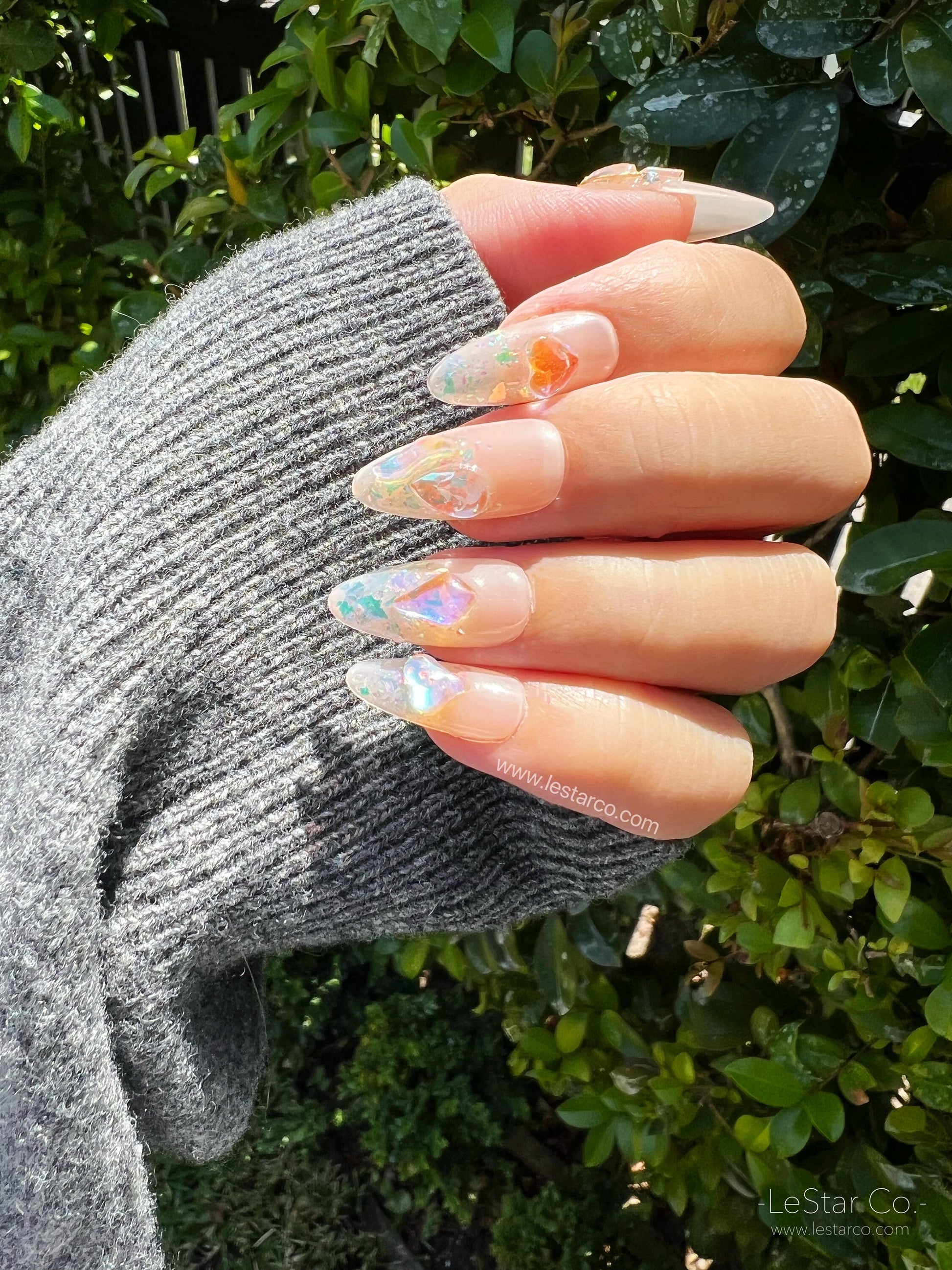 Reusable Aurora Jewel | Premium Press on Nails Gel Manicure | Fake Nails | Handmade | Lestarco faux nails 143zz