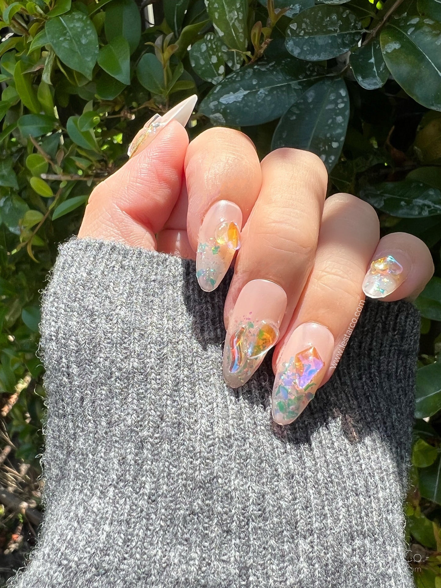 Reusable Aurora Jewel | Premium Press on Nails Gel Manicure | Fake Nails | Handmade | Lestarco faux nails 143zz