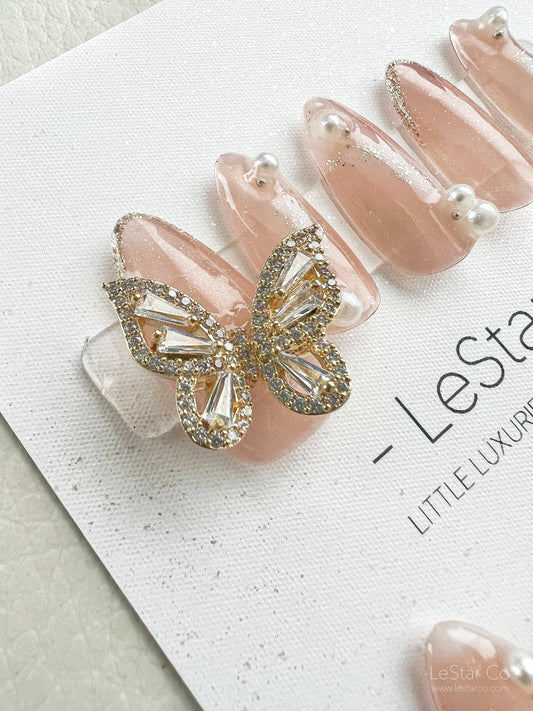 Reusable Butterfly | Premium Press on Nails Gel Manicure | Fake Nails | Handpainted by Professional Nail Artist faux nails 127zz