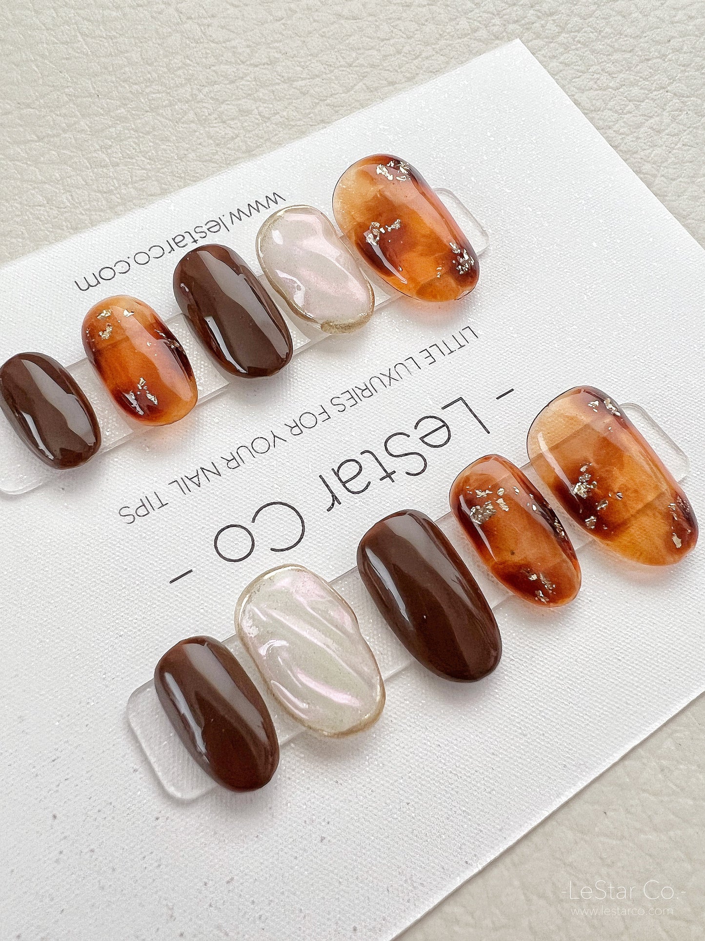 Reusable Amber Nails Premium Short Press on Nails Gel Manicure | Fake Nails | Handmade | Lestarco faux nails XWZ115