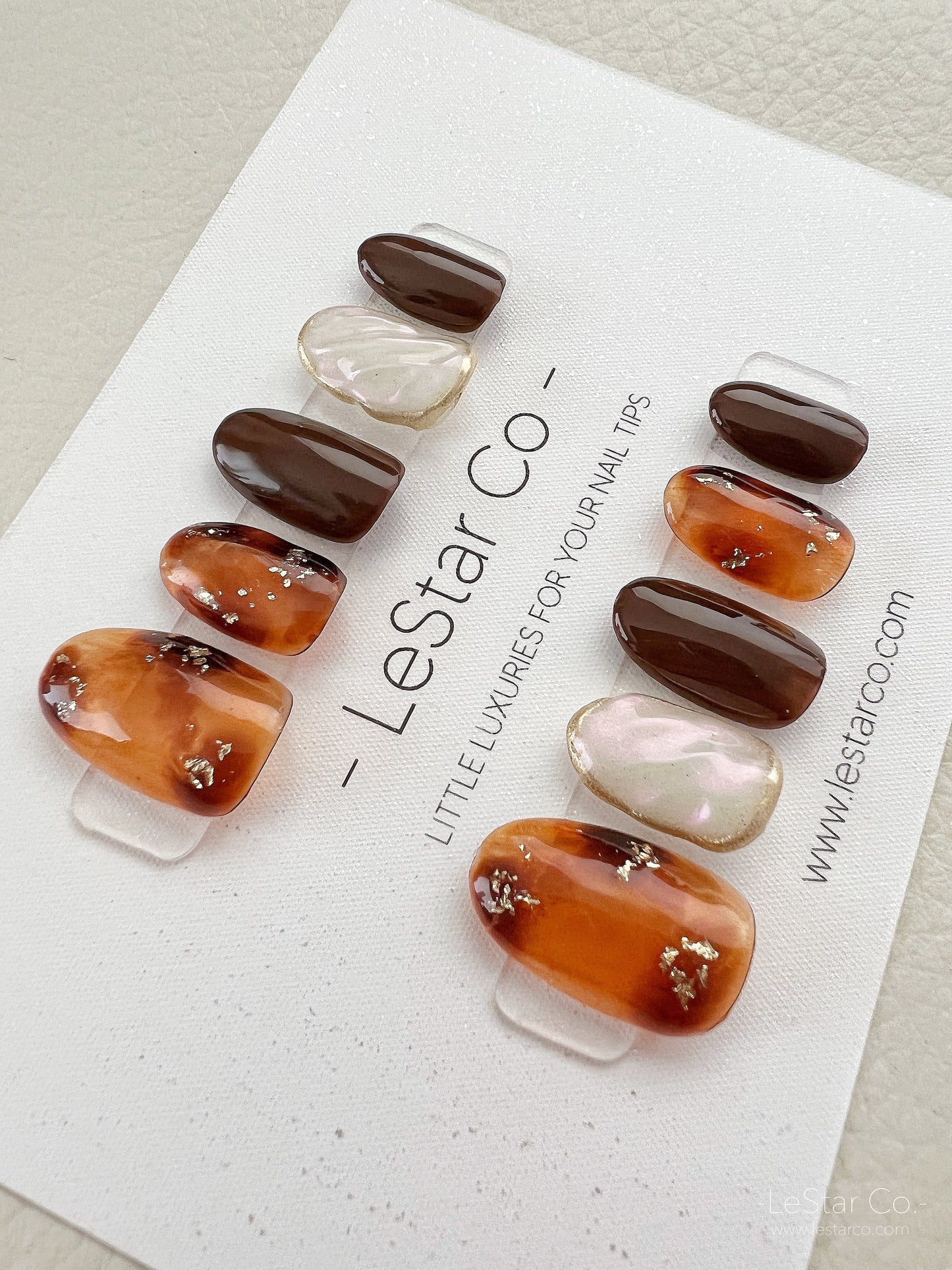 Reusable Amber Nails Premium Short Press on Nails Gel Manicure | Fake Nails | Handmade | Lestarco faux nails XWZ115