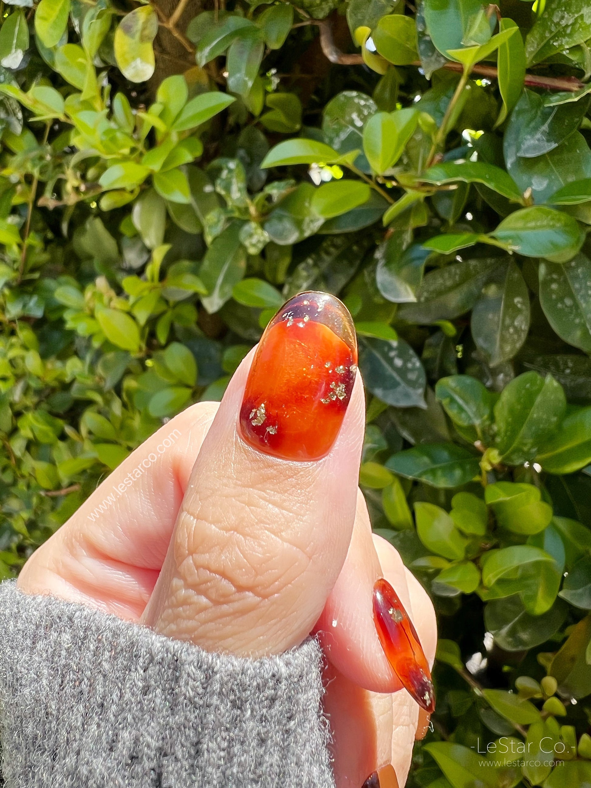 Reusable Amber Nails Premium Short Press on Nails Gel Manicure | Fake Nails | Handmade | Lestarco faux nails XWZ115