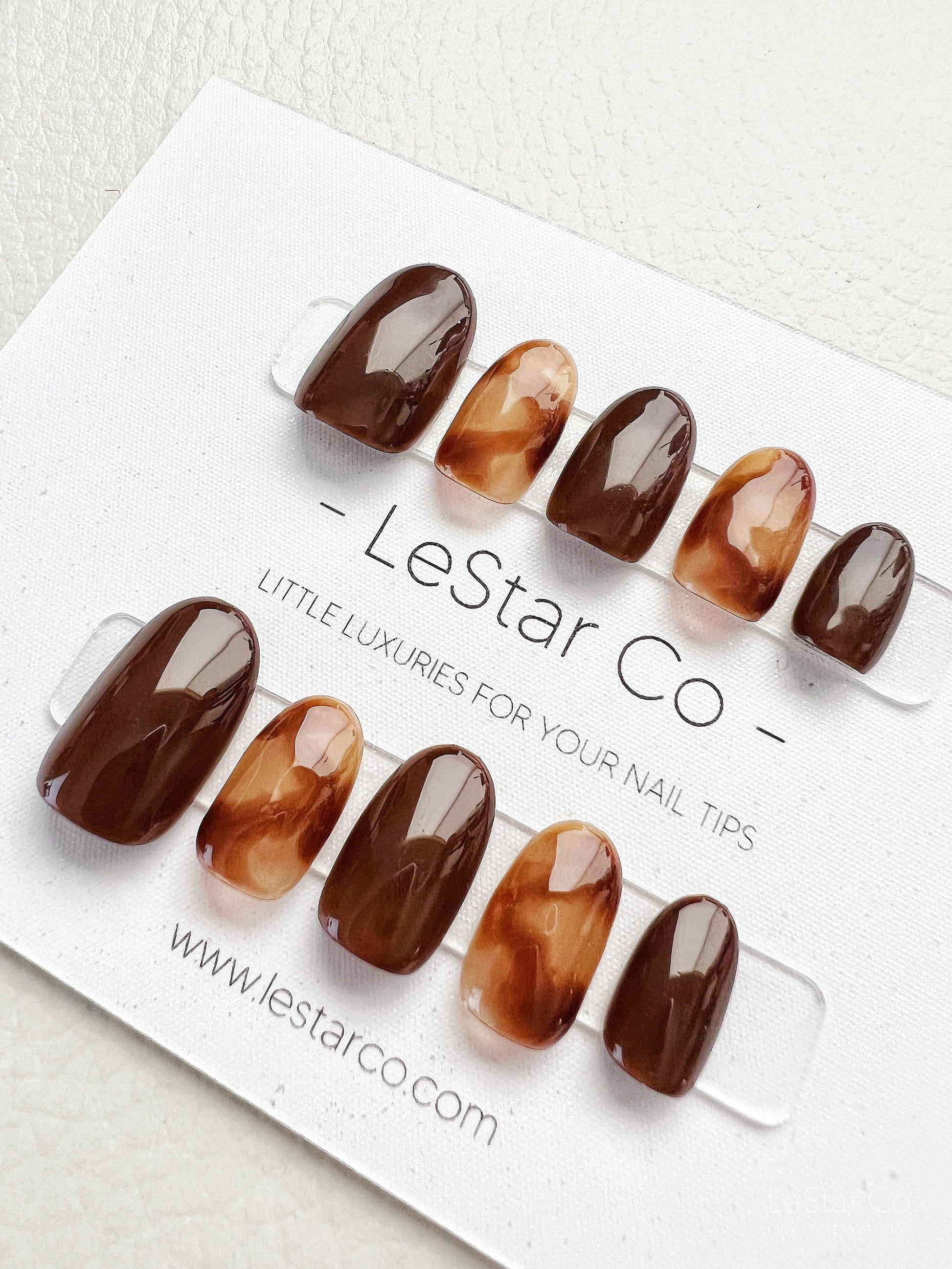 Reusable Amber Power  Premium Press on Nails Gel Manicure | Fake Nails | Handmade | Lestarco faux nails XWZ138
