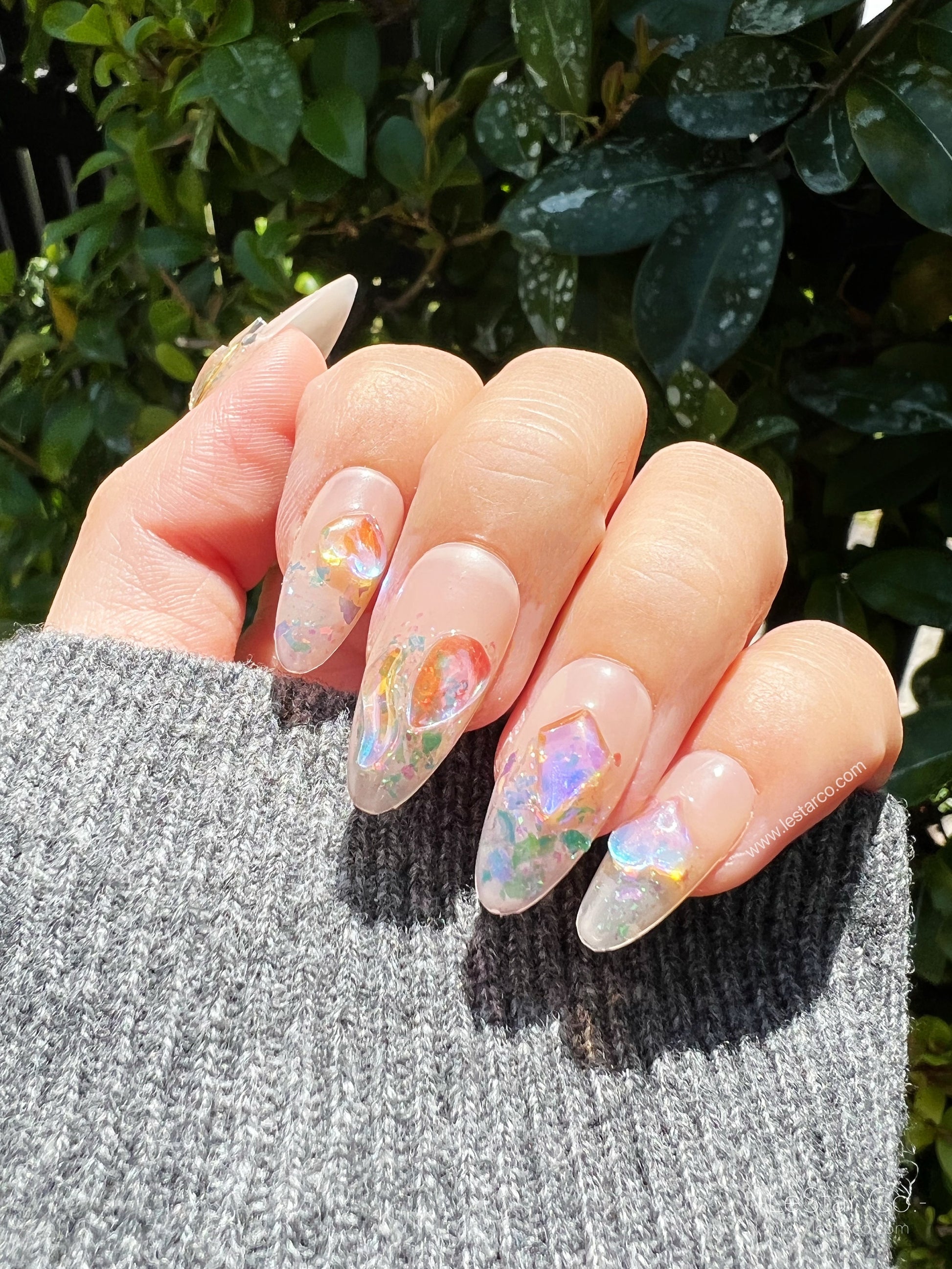 Reusable Aurora Jewel | Premium Press on Nails Gel Manicure | Fake Nails | Handmade | Lestarco faux nails 143zz
