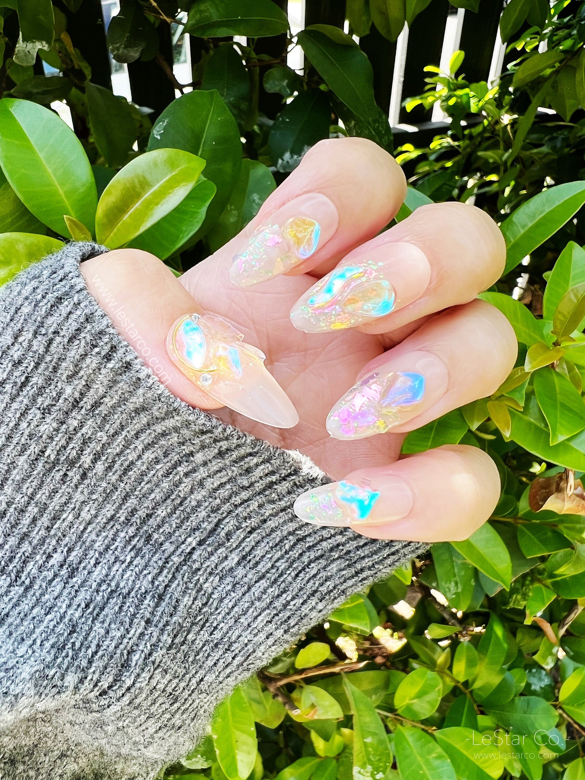 Reusable Aurora Jewel | Premium Press on Nails Gel Manicure | Fake Nails | Handmade | Lestarco faux nails 143zz