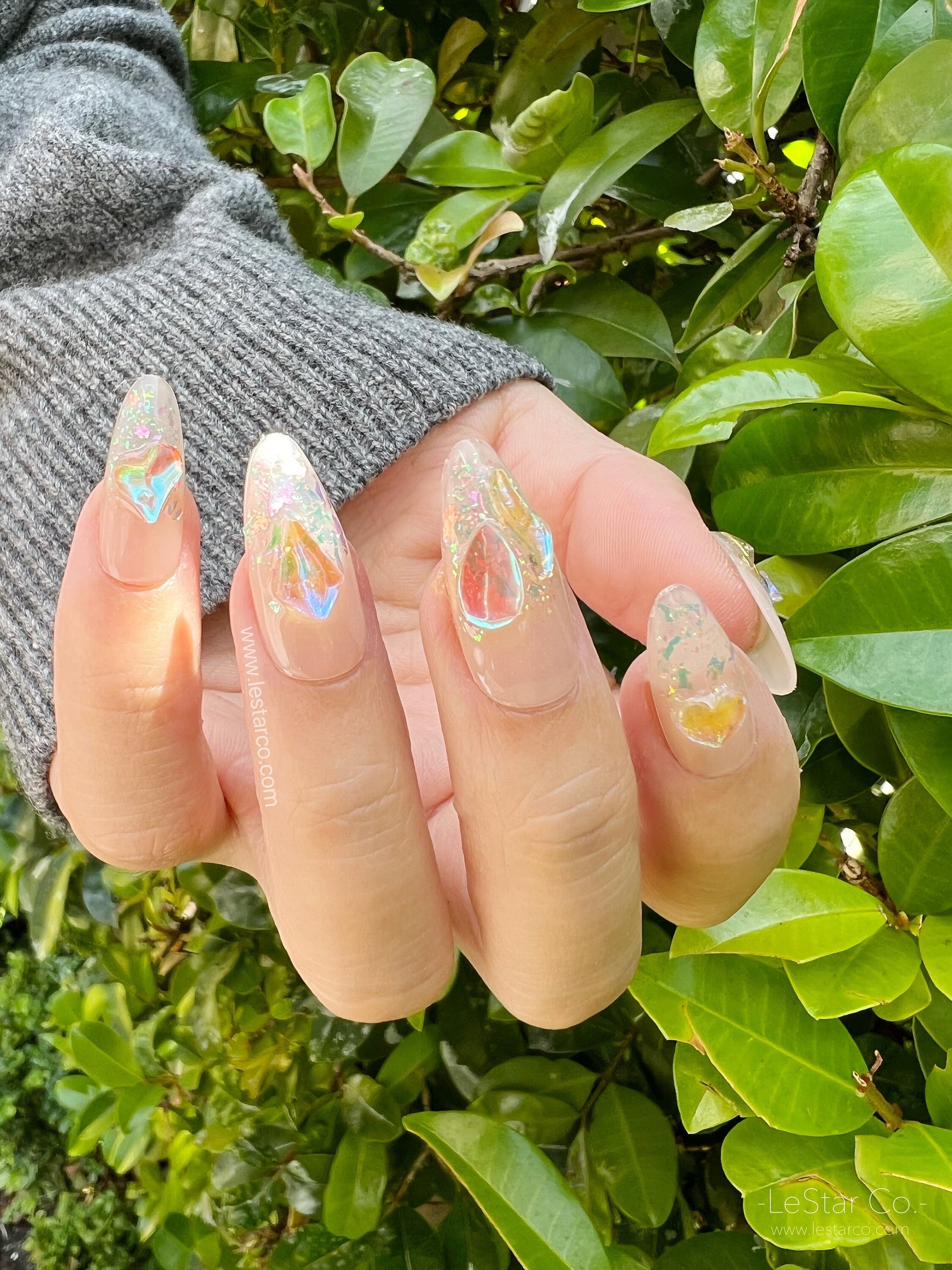 Reusable Aurora Jewel | Premium Press on Nails Gel Manicure | Fake Nails | Handmade | Lestarco faux nails 143zz