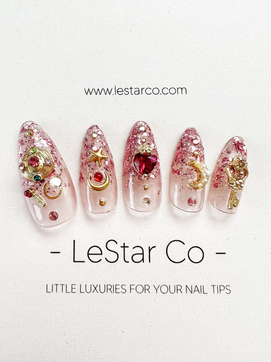 Reusable Sailor Moon Inspired Vol II | Premium Press on Nails Gel | Fake Nails | Cute Fun Colorful Colorful Gel Nail Artist faux nails 155zz
