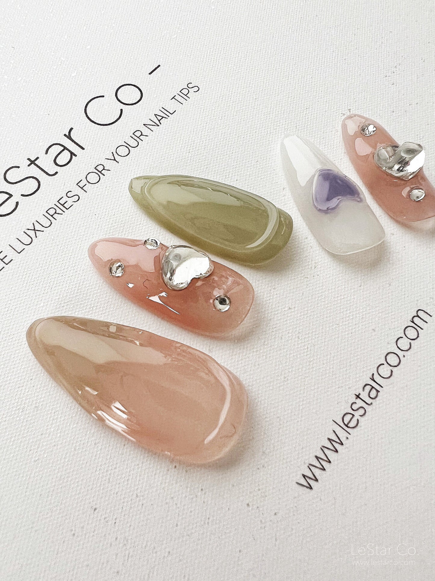 Reusable Premium Press on Nails Gel Manicure | Fake Nails | Handmade | Lestarco faux nails XWZ199